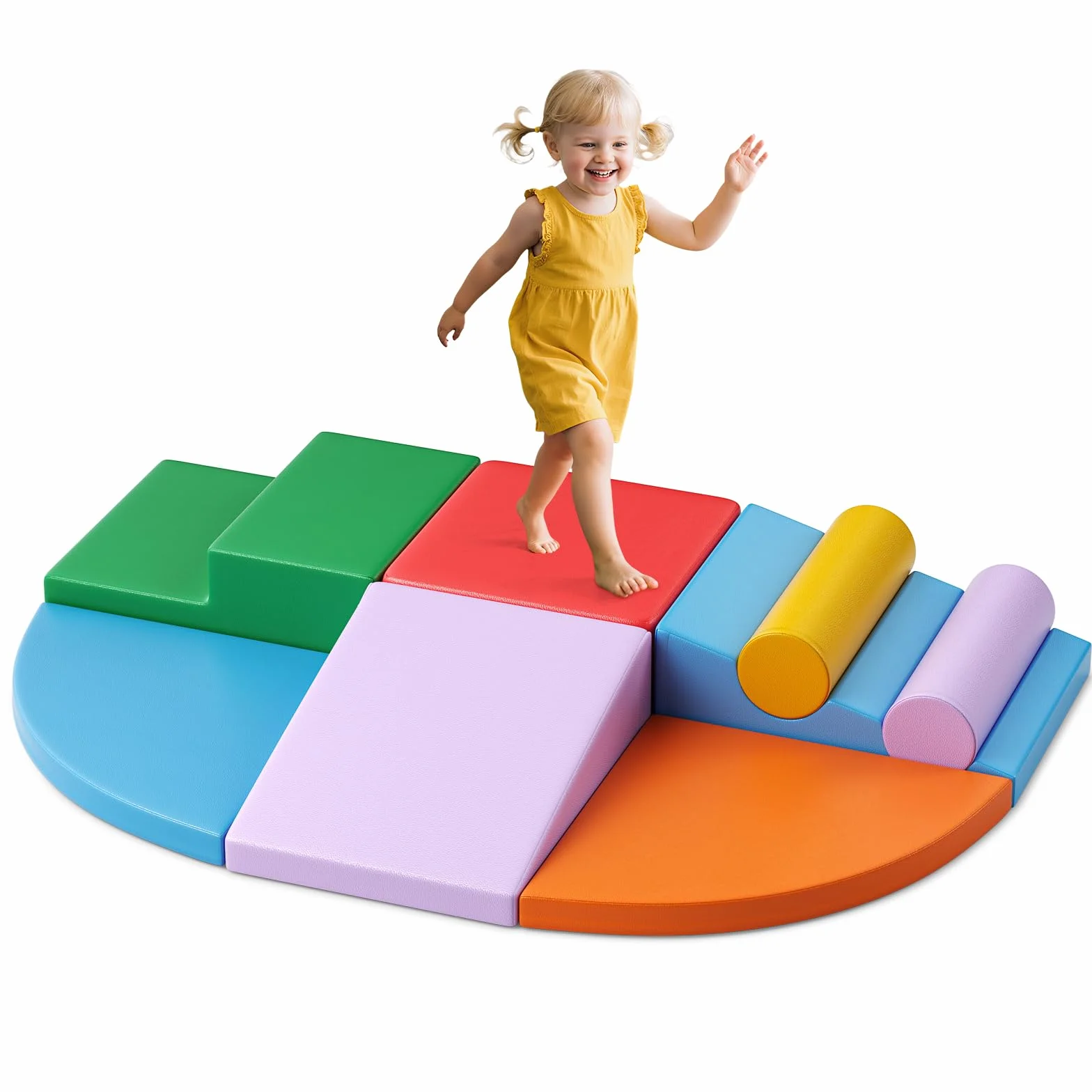 Blocs de Construction en Mousse Géants pour Bébé, Jouets Éducatifs Préscolaires pour Ramper et Grimper (Bleu Clair-5)
