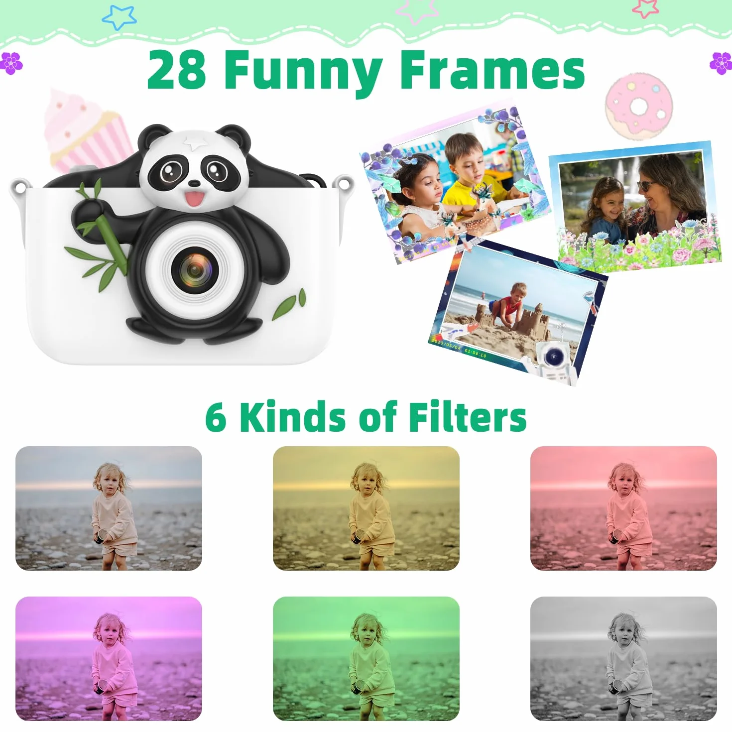 Appareil Photo Numérique Enfant 2.0 Pouces 1080P HD Mini Caméra avec Carte 64GB Cadeau Anniversaire 3-10 Ans