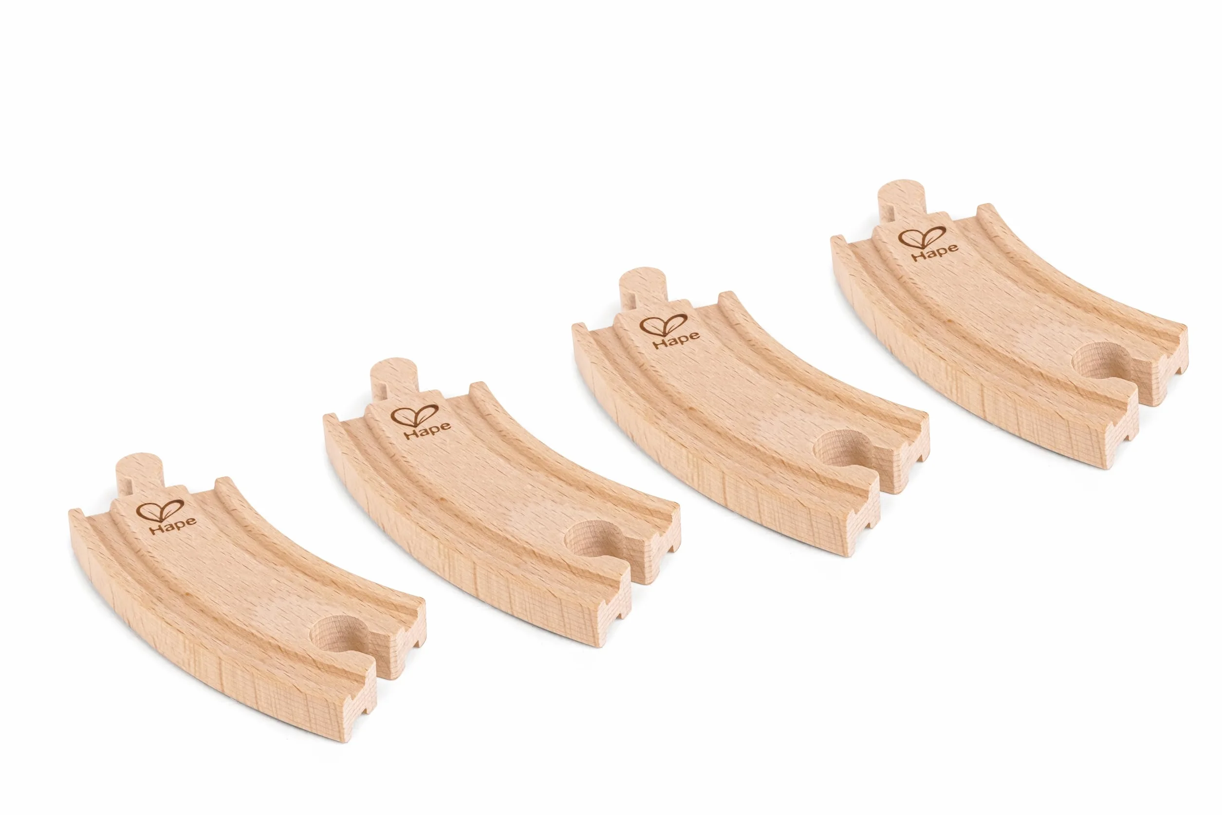 Hape Coffret d'Extension de Rails pour Circuit Train Bois - 24 Pièces Virages et Lignes Droites - Jeu Éducatif 3 Ans+