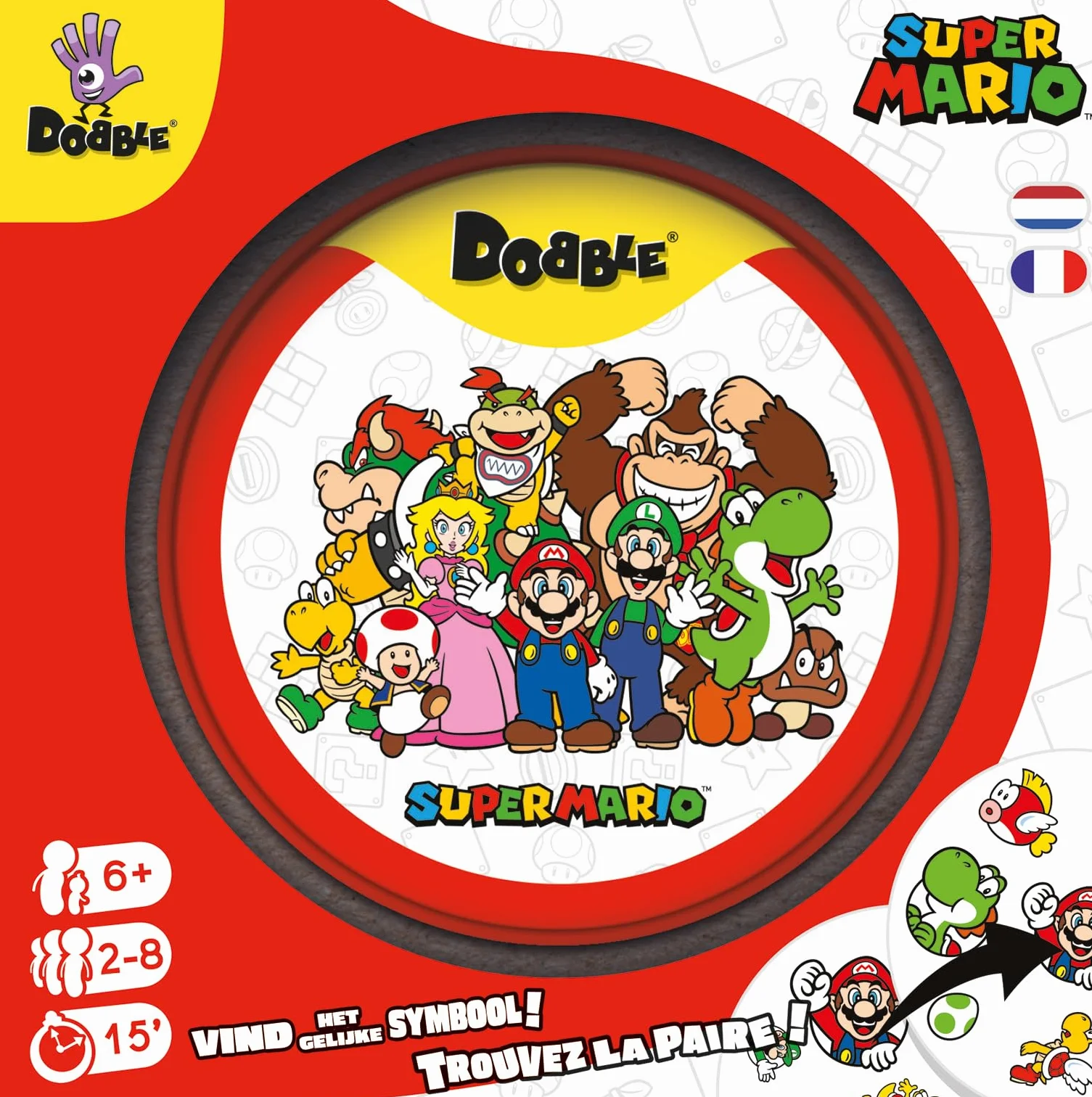Asmodee DOBBLE Super Mario Jeu de Société Rapidité Observation Cartes Familial Enfants 6 Ans Boite Métal Multilingue