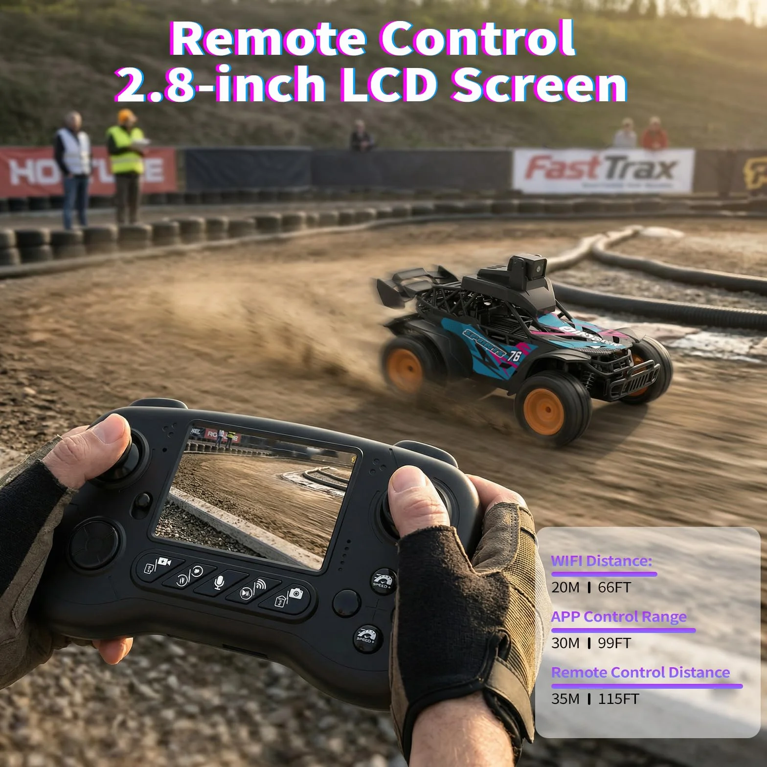 Voiture Télécommandée Avec Caméra, 2.4GHz Écran LCD 2.8" et Caméra Orientable à 60°, Vidéo en Direct, Double Commande APP/Radio, Rechargeable Voiture Télécommandée Cadeau pour Enfants et Adultes