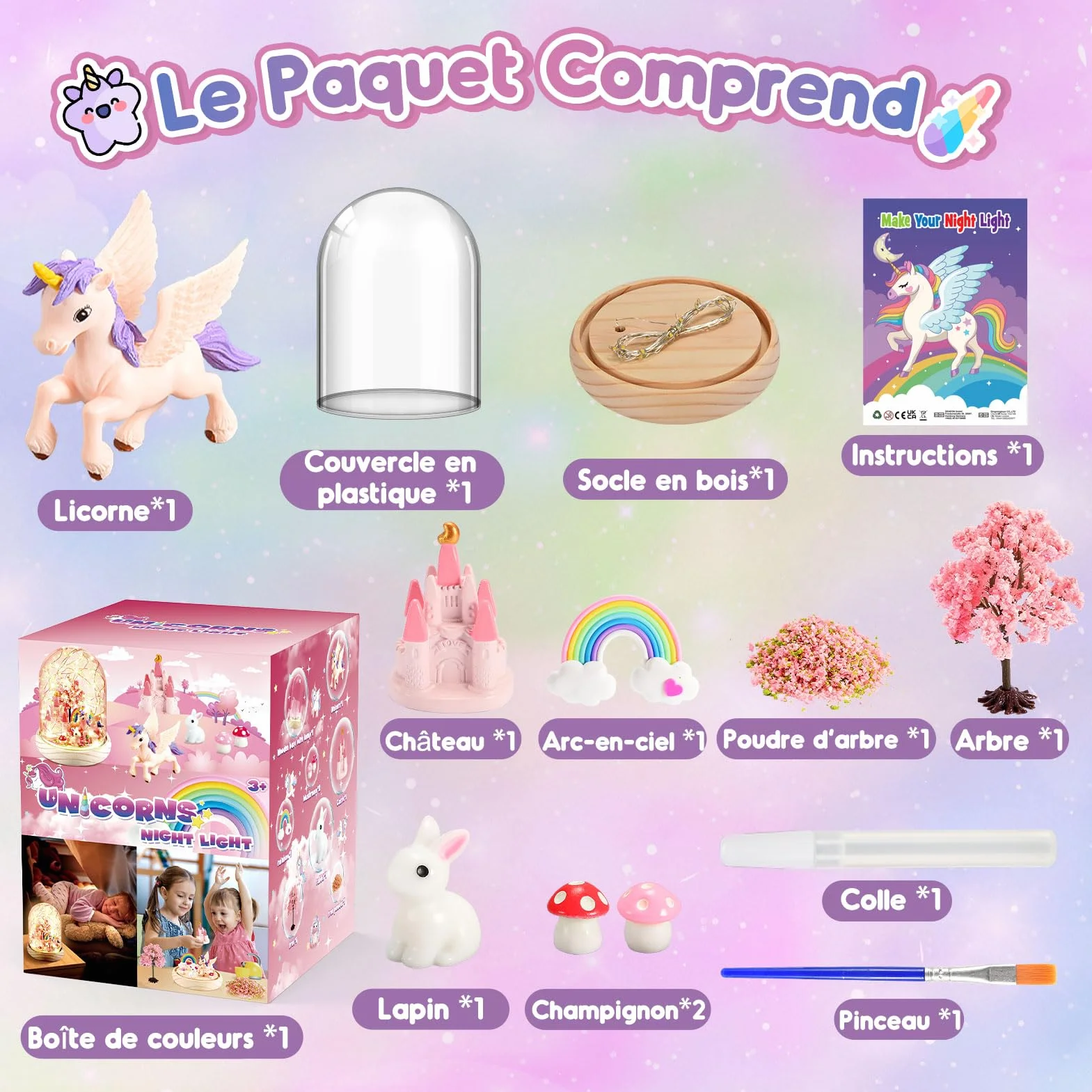 HappyGoLucky Veilleuse Licorne DIY pour Filles 3-12 Ans Ensemble Artisanat Cadeau