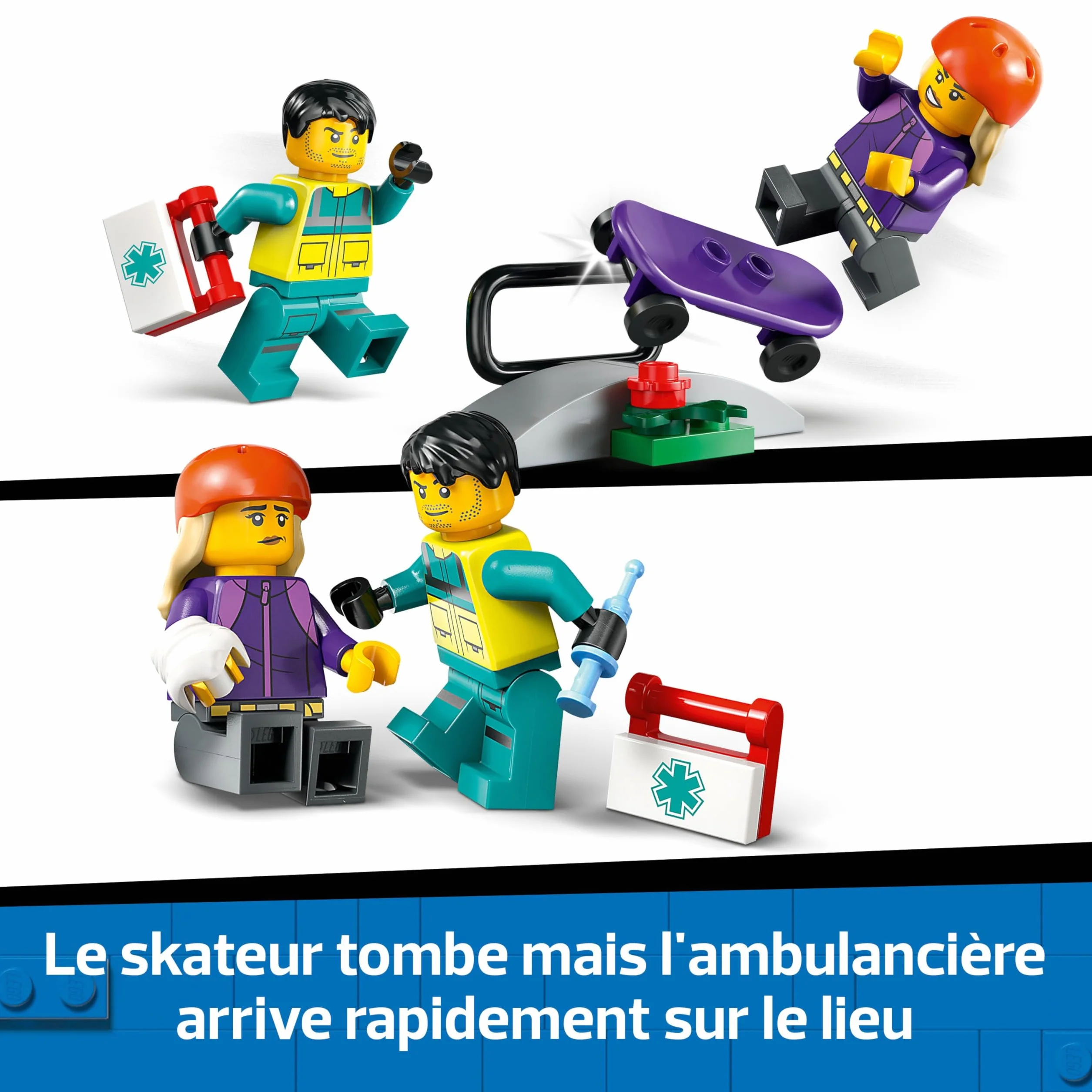 LEGO City L'Ambulance de Secours Jeu de Construction 2 Minifigurines Skateuse Ambulancier Jouet 5 Ans 60451