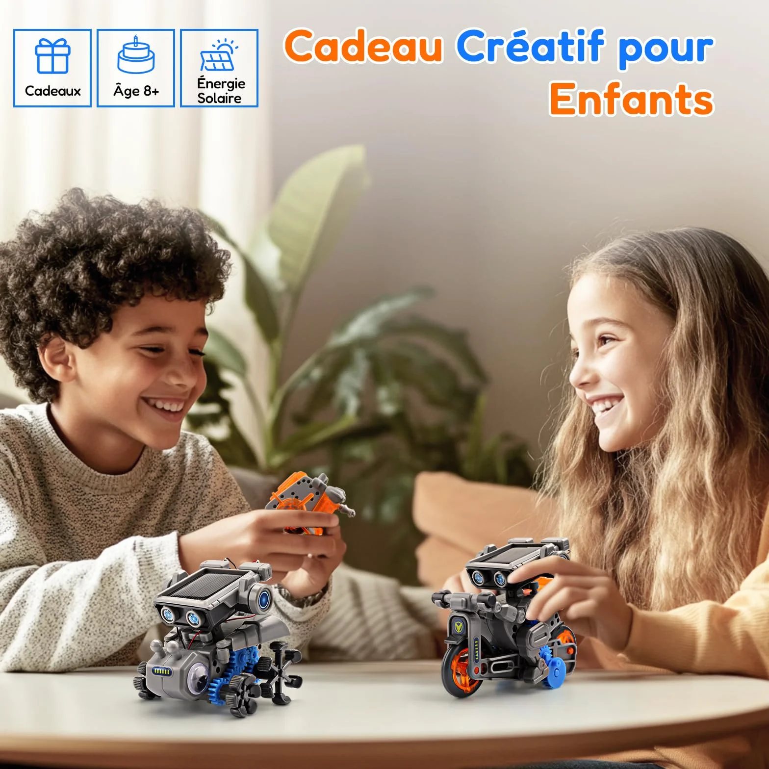 VEPOWER Robot Solaire 15 in 1 Énergie Solaire et Batterie Double DIY Cadeau STEM Jeux de Construction pour Enfant 8-13 Ans 212 Pièces