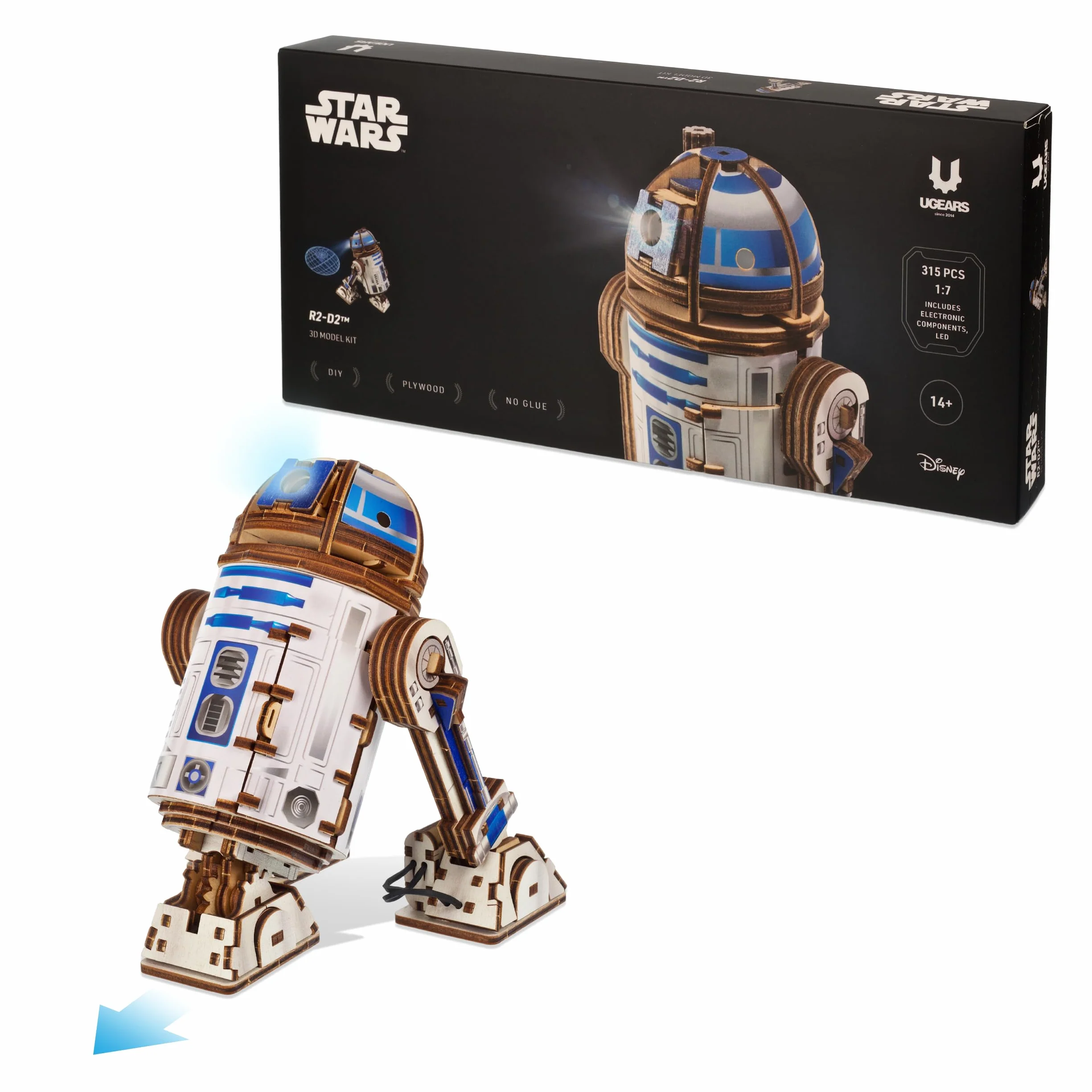 UGEARS Star Wars R2-D2 3D Puzzle Bois Adulte - Maquette en Bois a Construire, Puzzle 3D DIY