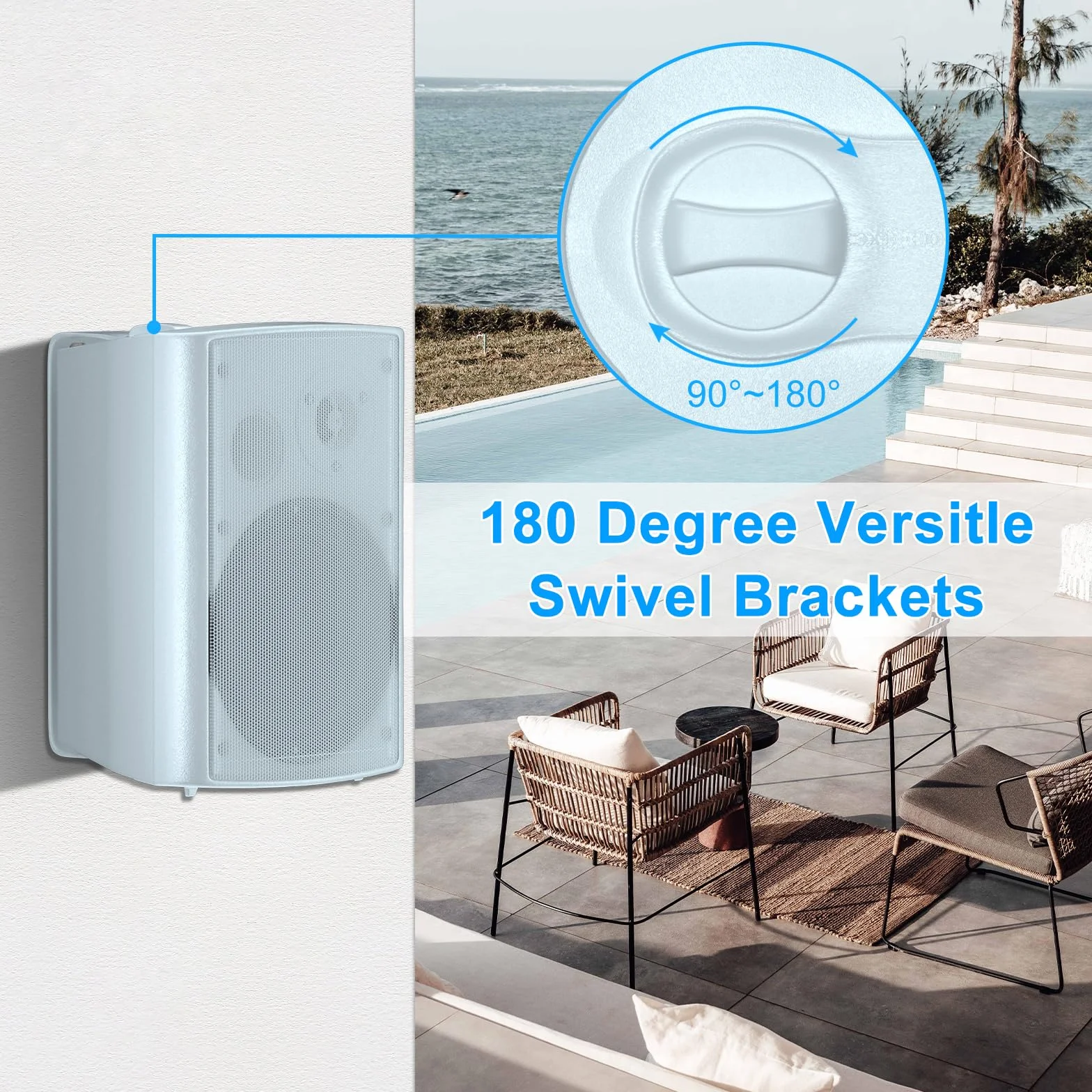 Herdio 6,5 Pouces 400 Watts Enceintes d'extérieur Étanche Blanc