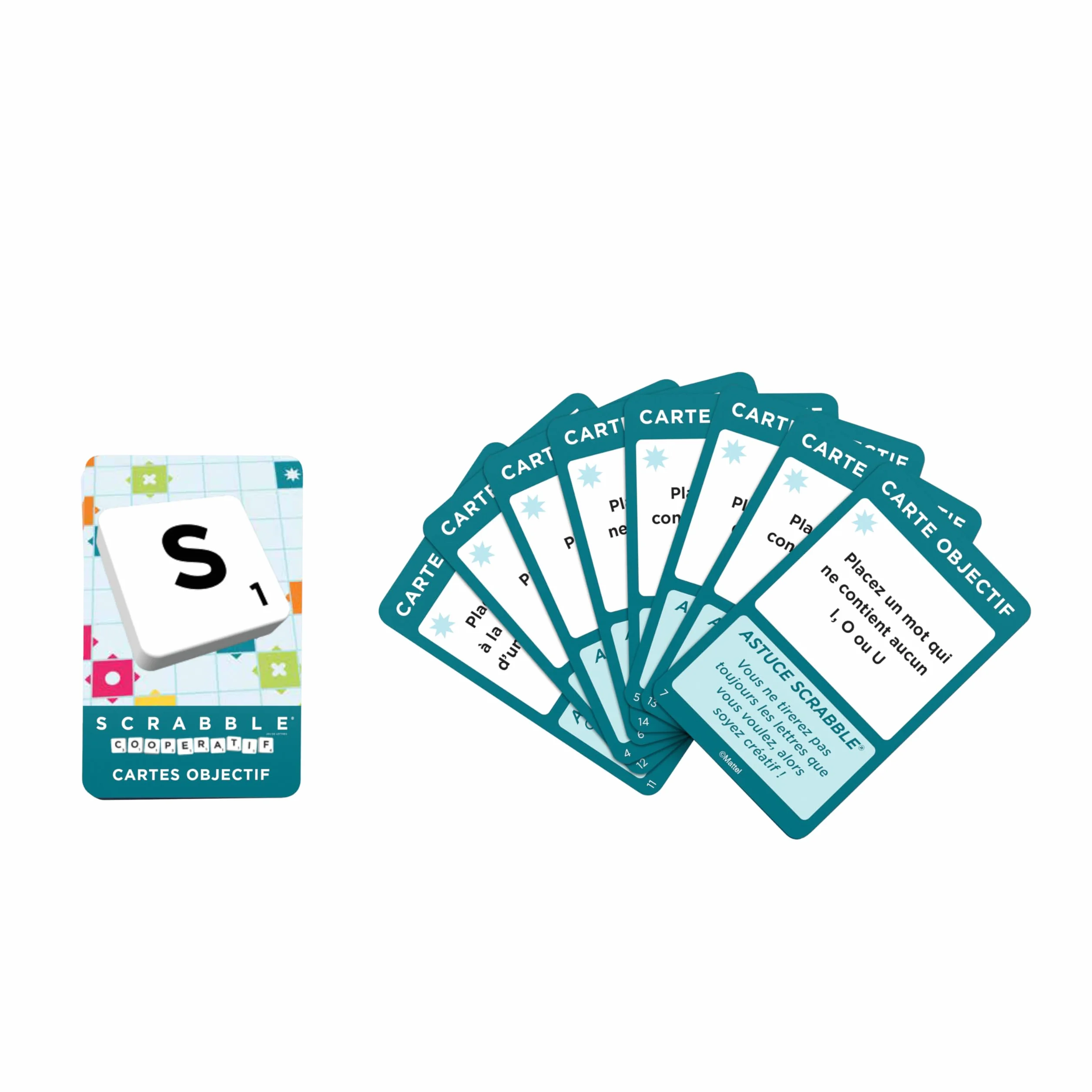 Mattel Games Scrabble Jeu De Société Familial 2 Modes De Jeu 50 Cartes Objectif HWD44