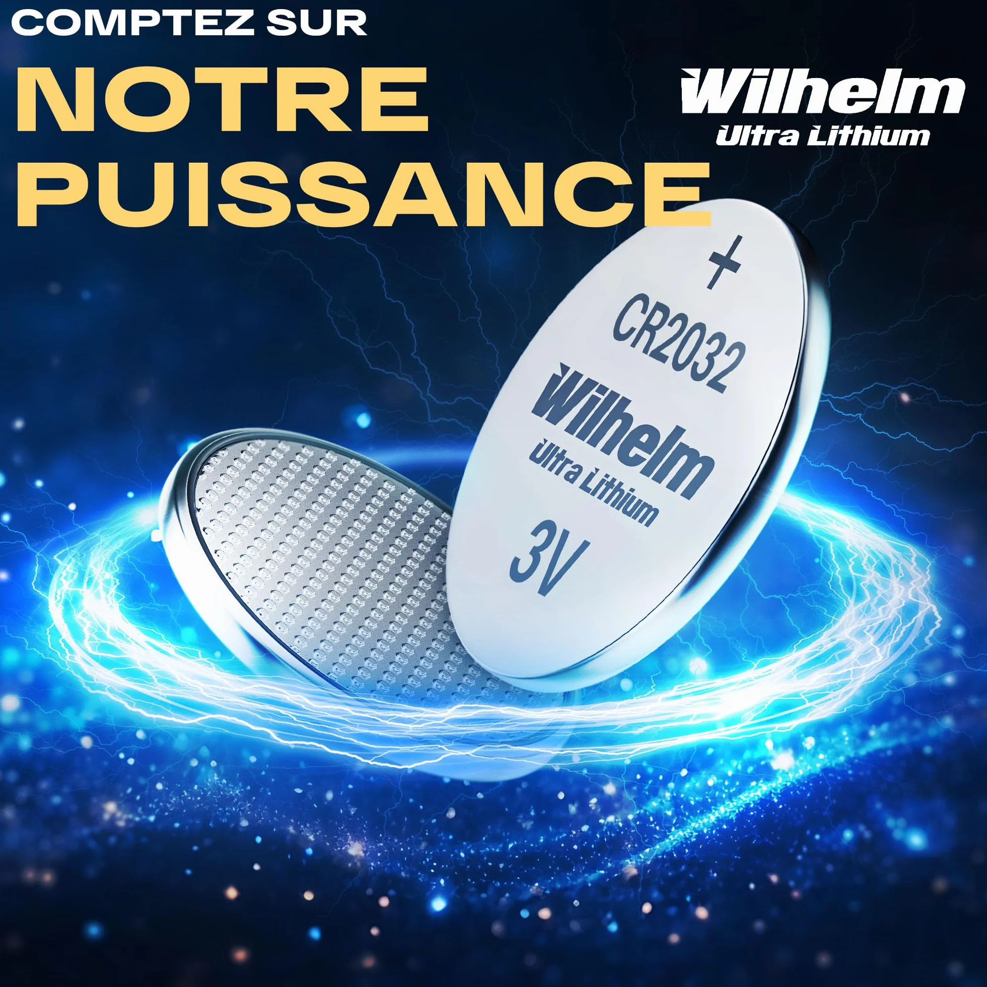 Piles CR2032 Batterie au Lithium Haute Performance Wilhelm