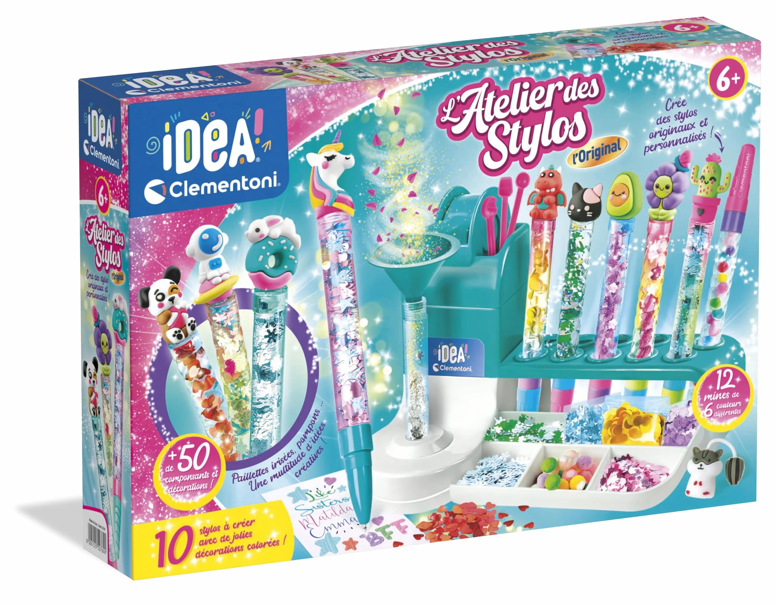 Clementoni L'Atelier des Stylos Kit Créatif DIY 10 Stylos à Personnaliser 6 Ans+