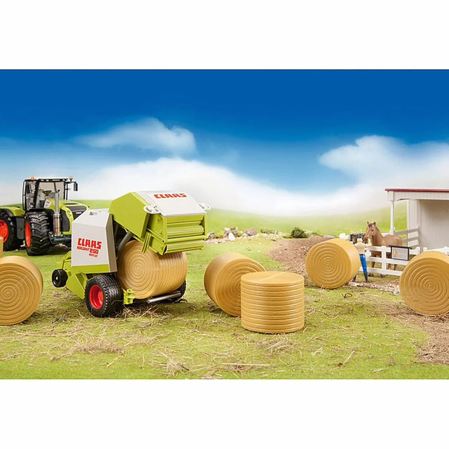 Bruder 02121 Claas Rollant 250 Presse à Balles Rondes Remorque Tracteur