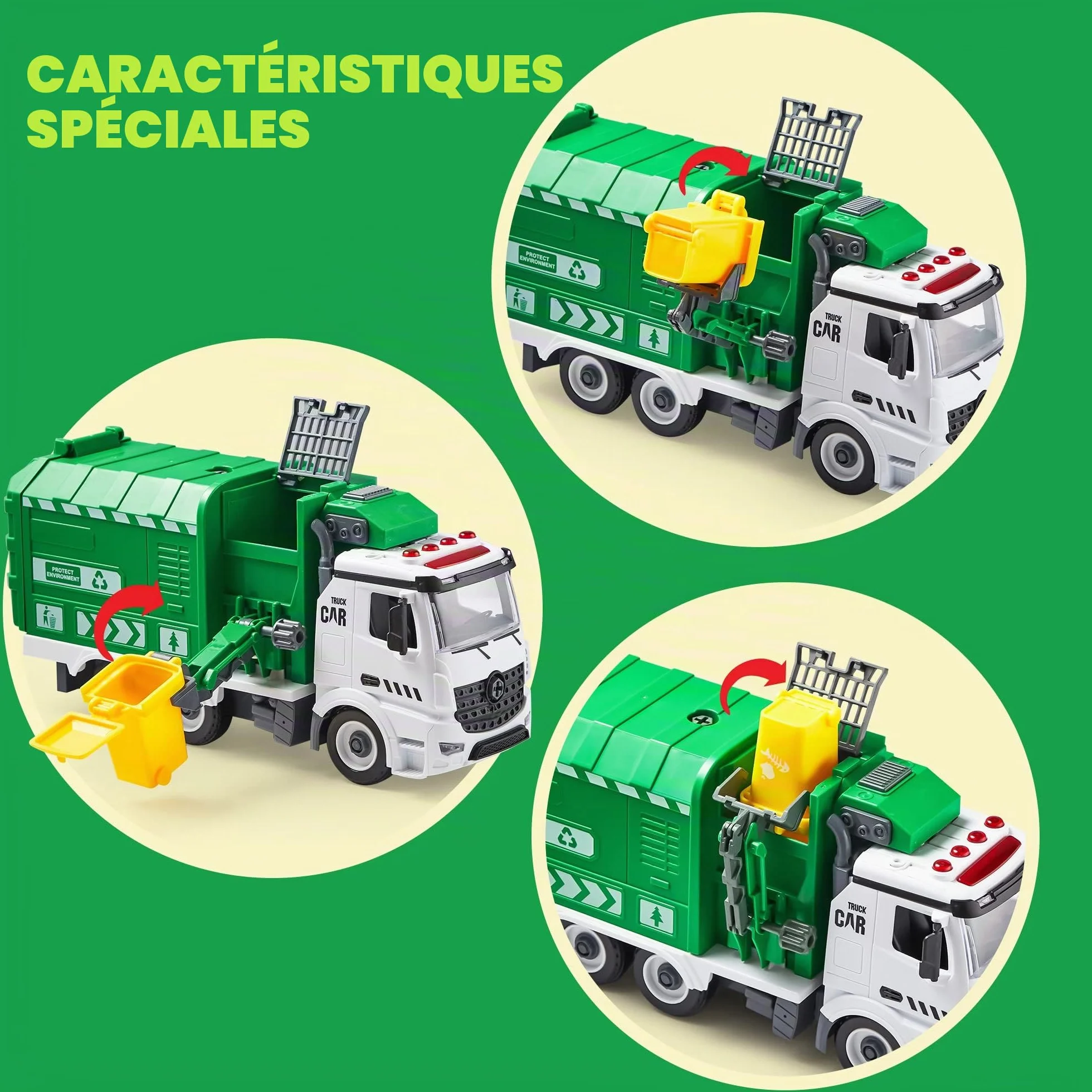 JOYIN Camion de ramassage des ordures jouet Jumbo avec lumière et sons pour enfants à partir de 3 ans