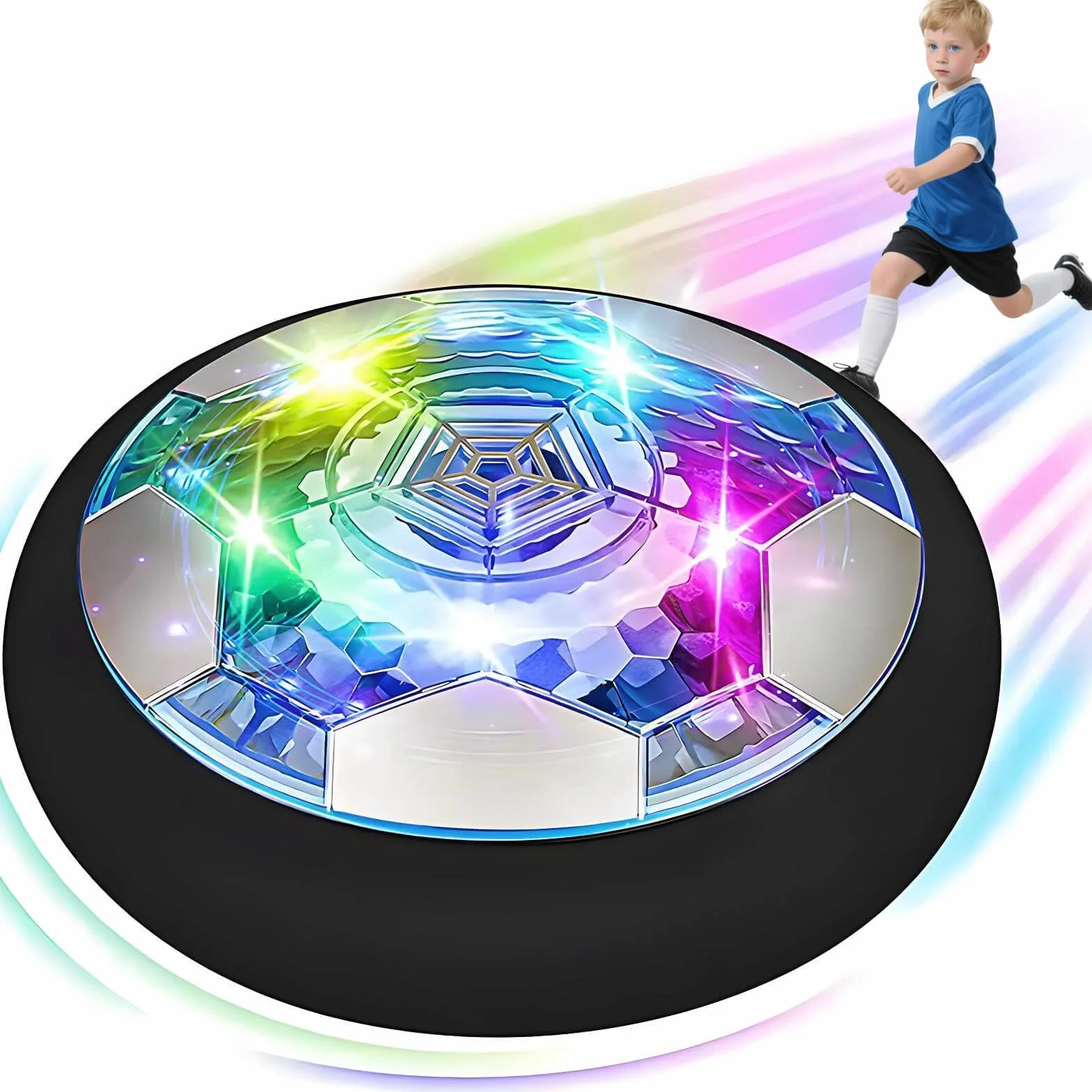 DxxD Air Power Football Rechargeable LED Lumière Hover Soccer Ball Jouet Garcon Enfant Cadeau Anniversaire 5-9 Ans