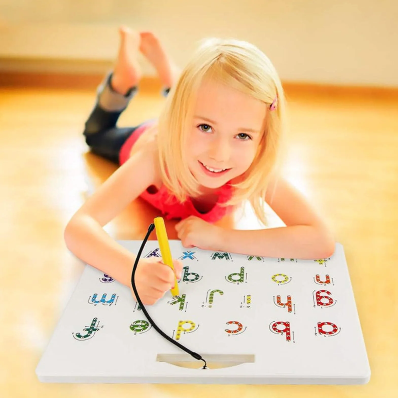 Tableau Magnétique Alphabet 2 en 1 – Jouet d'Apprentissage des Lettres STEM, Activité d'Écriture Interactive, Jeu Éducatif en Acier Magnétique