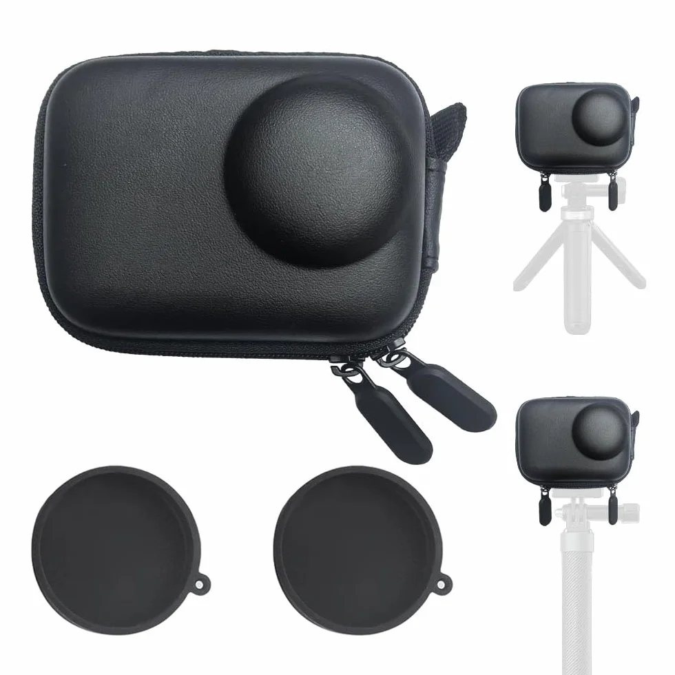 Sac Étui de Transport pour DJI Osmo Action 5 Pro/Action 4/Action 3 Noir avec Bouchon d'Objectif en Caoutchouc
