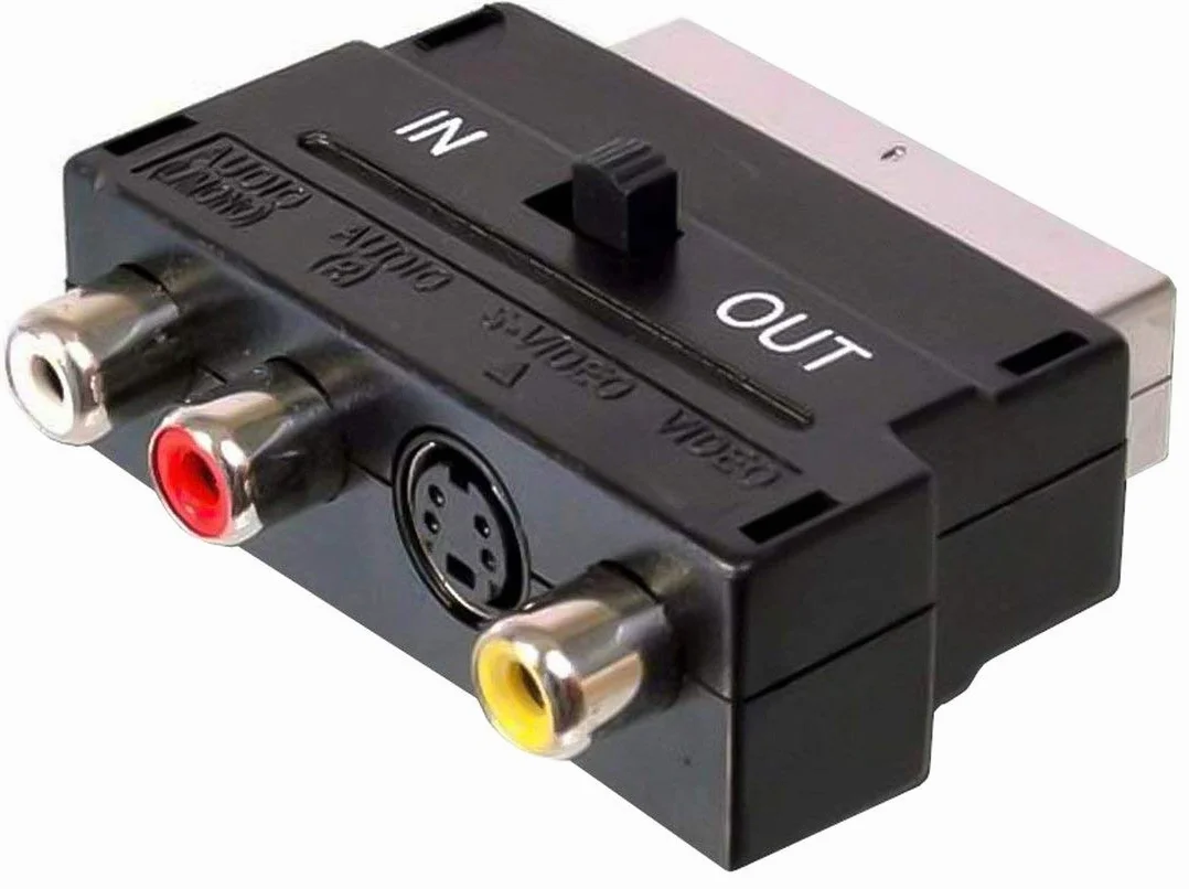 PremiumCord Adaptateur SCART-3 RCA S-Video avec Interrupteur