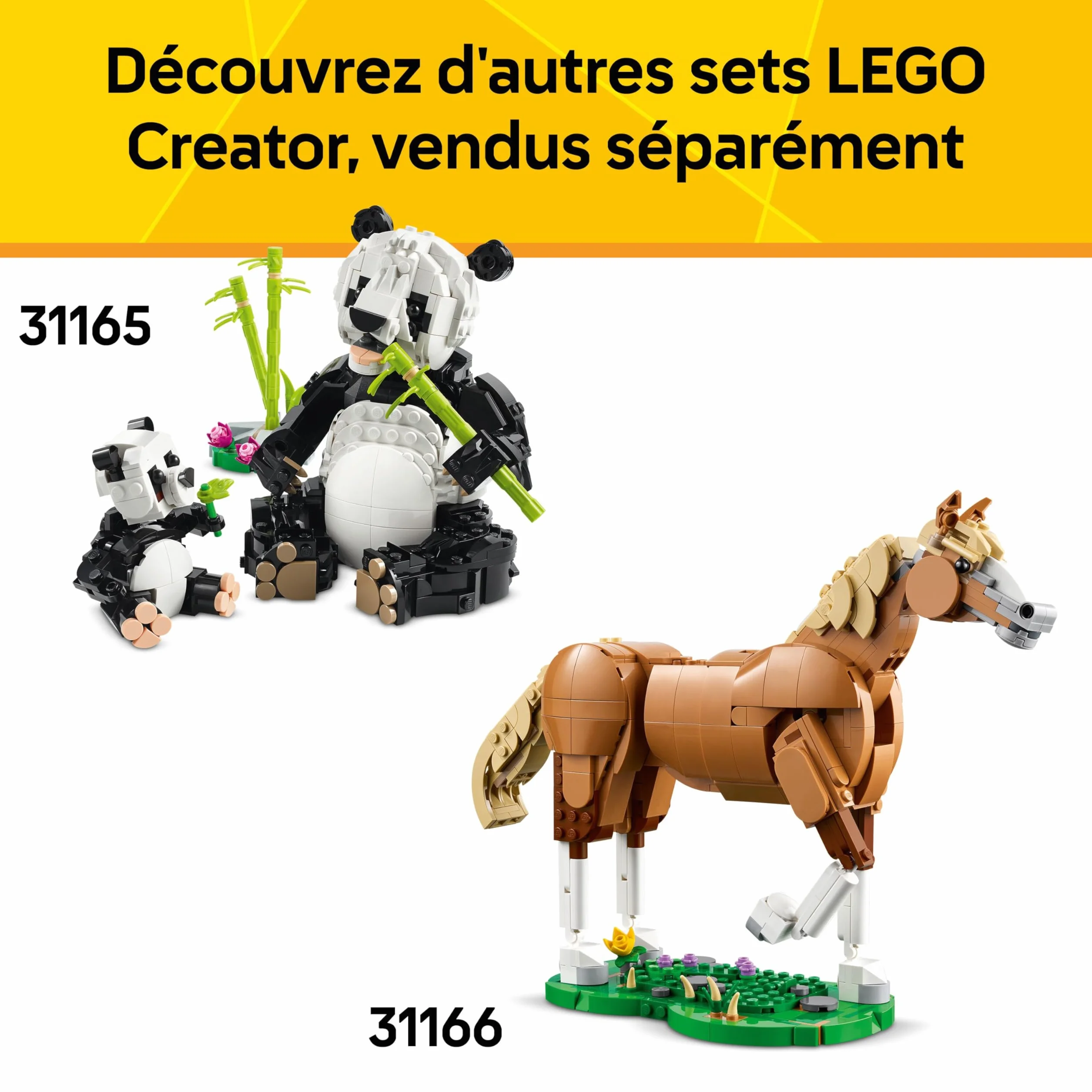 LEGO Creator 3-en-1 Animaux Sauvages Toucan Tropical Oiseau avec Fleur Jouet Animal Transformable Papillon Poisson Tropical Cadeau 7 Ans 31173
