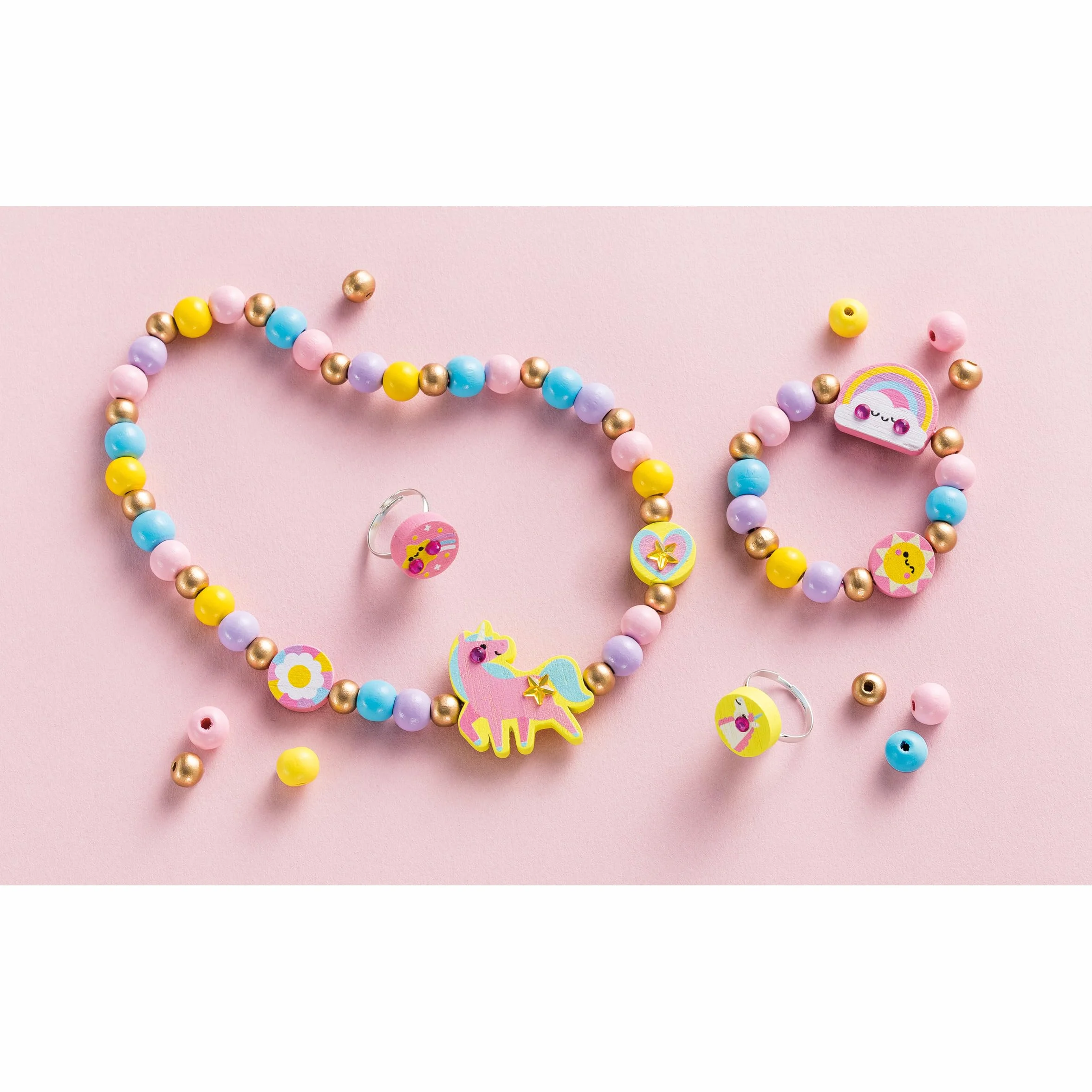 Janod Rainbow land Boîte de 4 bijoux en bois à créer