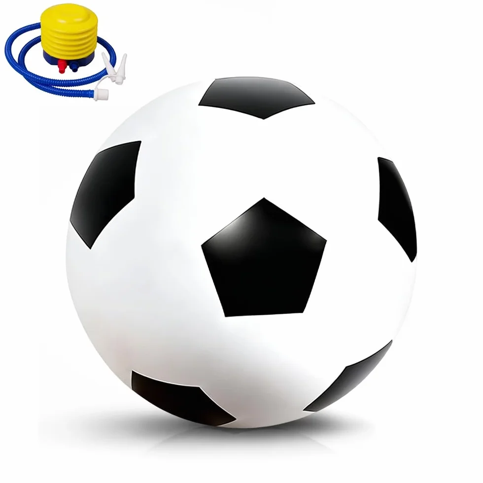 Grand Ballon de Football 100 cm, Ballon Gonflable XXL avec Pompe, Noir et Blanc