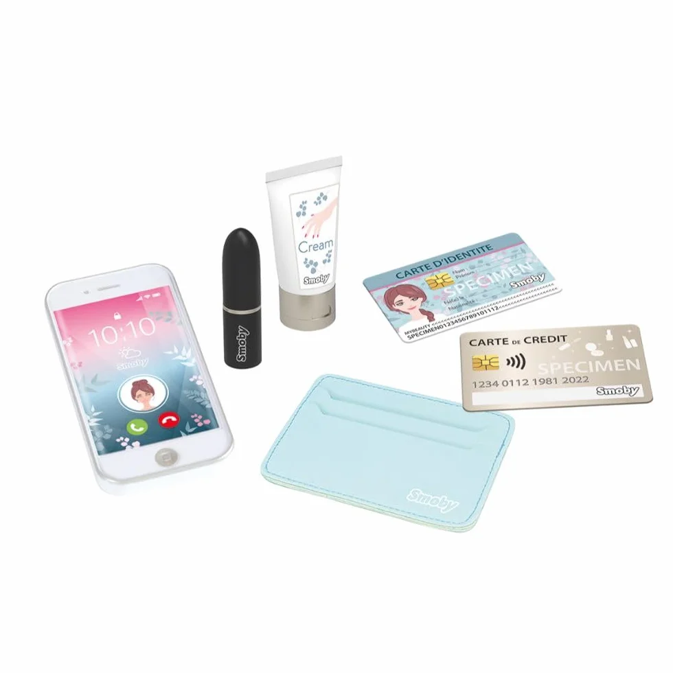 Smoby My Beauty Bag Sac Beauté 7 Accessoires Maquillage Factice Sac et Porte Carte 3 Ans