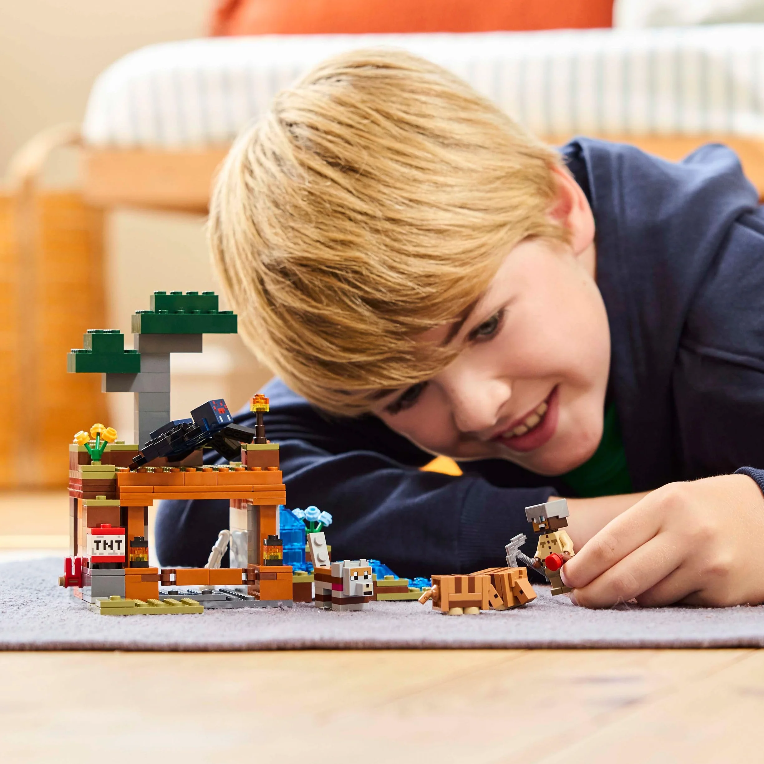 LEGO Minecraft L’Expédition dans la Mine du Tatou 21269 Jouet Interactif Figurines Araignée Venimeuse Loup TNT Cadeau 8 Ans