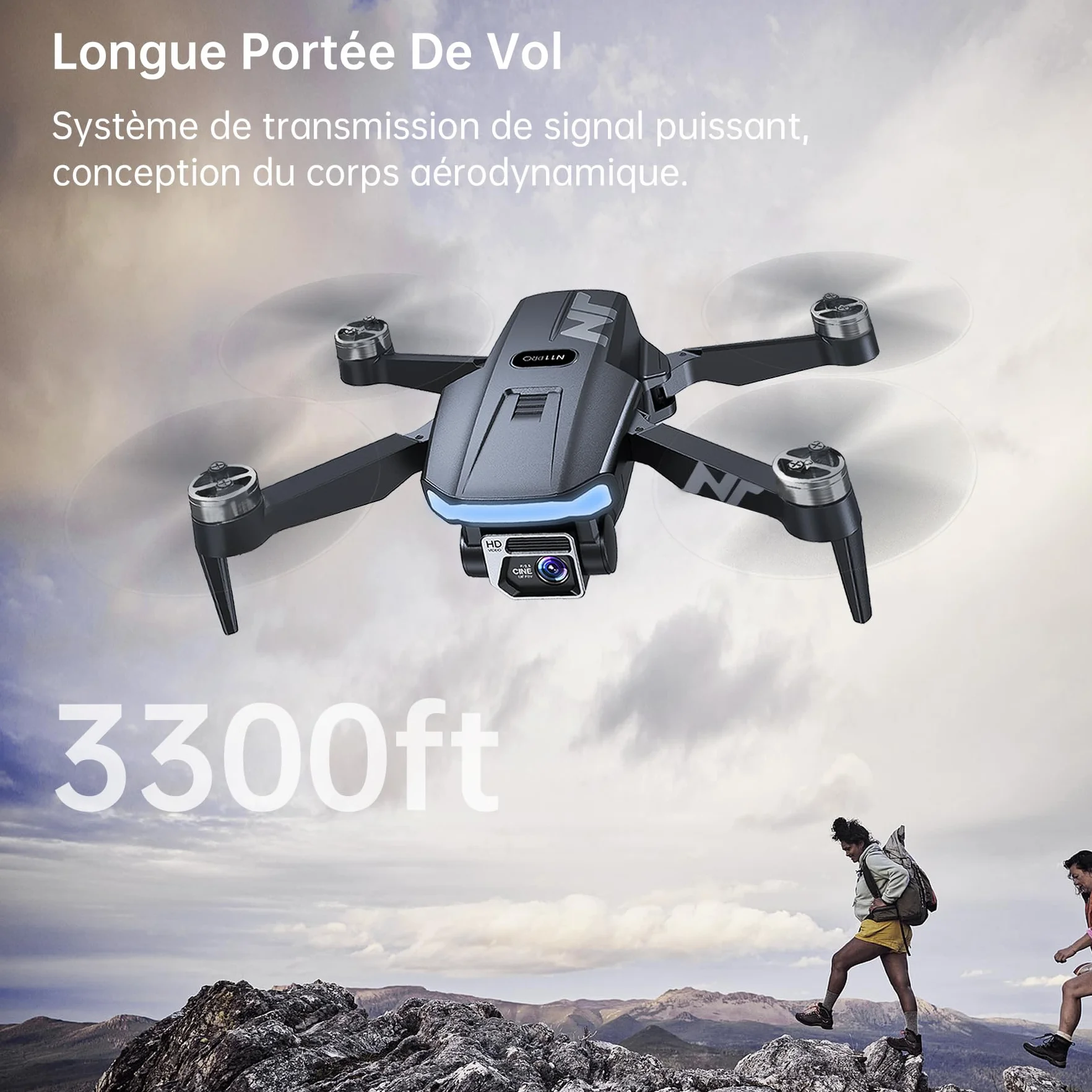 Dron GPS z kamerą 4K UHD dla dorosłych, 90 min lotu, silnik bezszczotkowy, odporność na wiatr, śledzenie, powrót, Wi-Fi 5G FPV, waga <249g, 3 baterie - NAFYRE N11 PRO