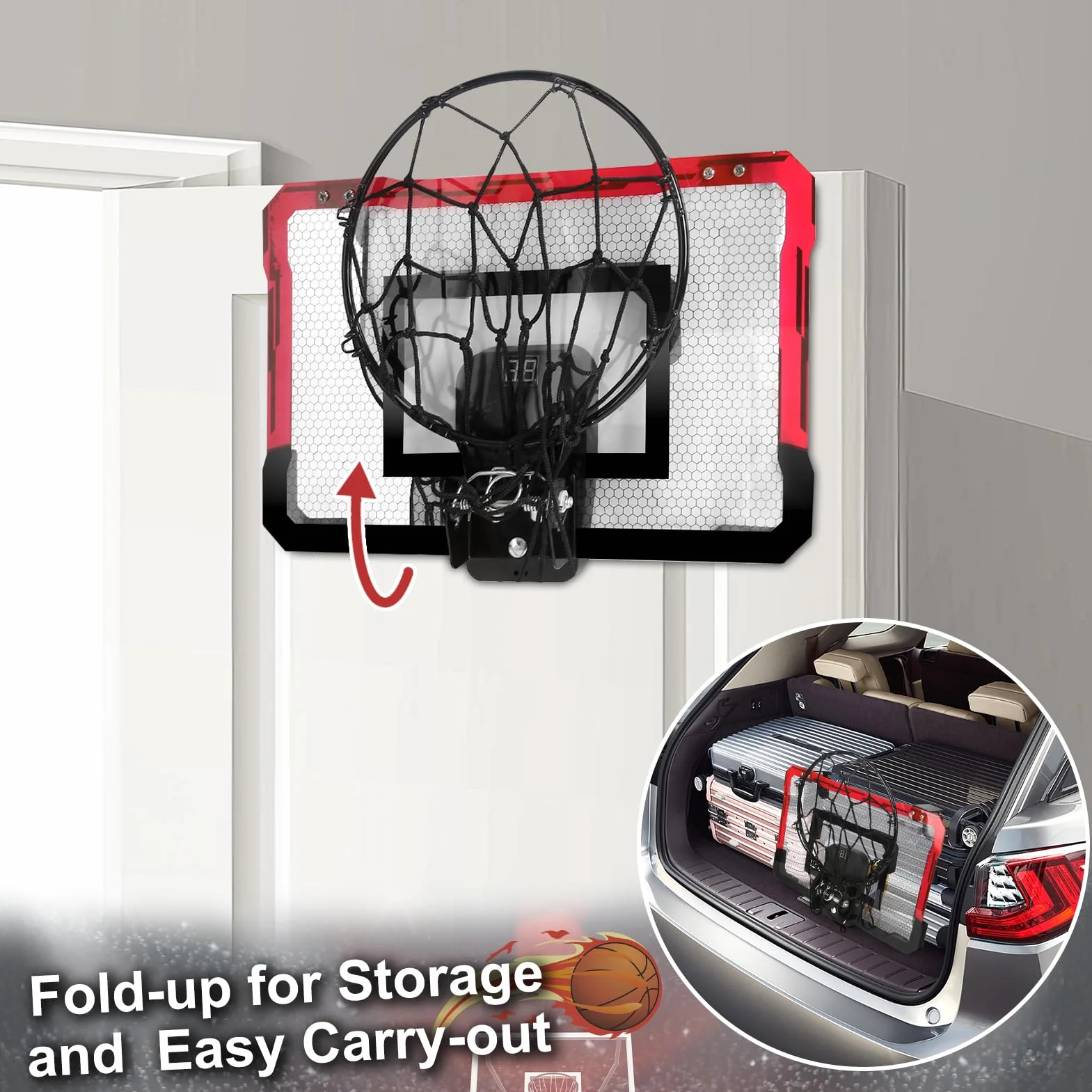 Yimore Panier de Basket Intérieur Mini Panier Basket Enfant Mural avec 4 Ballons Jeux Basketball Jouets Cadeau Garçons