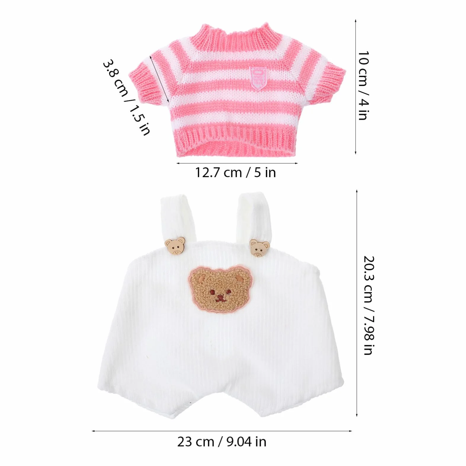 BESTonZON Vêtements pour Peluches Ours 30 Cm 2 Ensembles Confortables avec Pantalon À Bretelles Et Pull