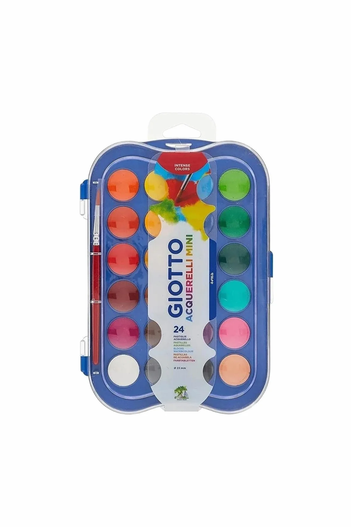 GIOTTO Acquerelli Mini Boîte de 24 pastilles de gouache avec pinceau