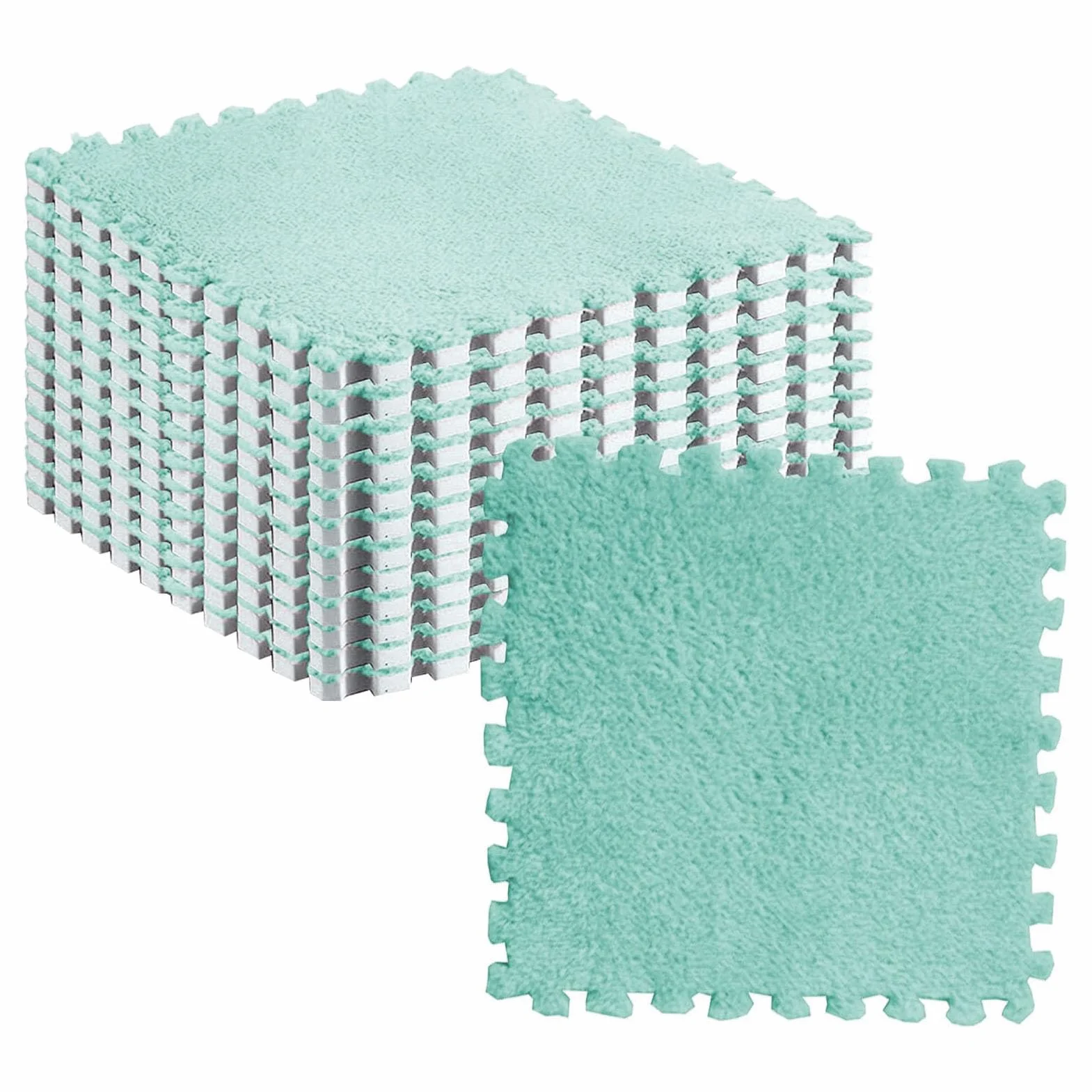 Tapis de Sol en Mousse Puzzle 30x3cm Menthe Verte, Tapis de Jeu Antidérapant