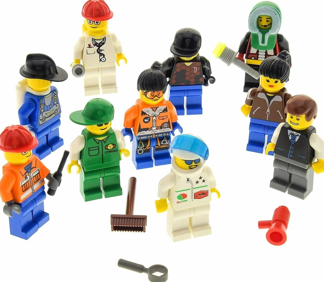 Lego Ville City Mini Figurine avec Accessoires Homme Femme Assortiment 10 X