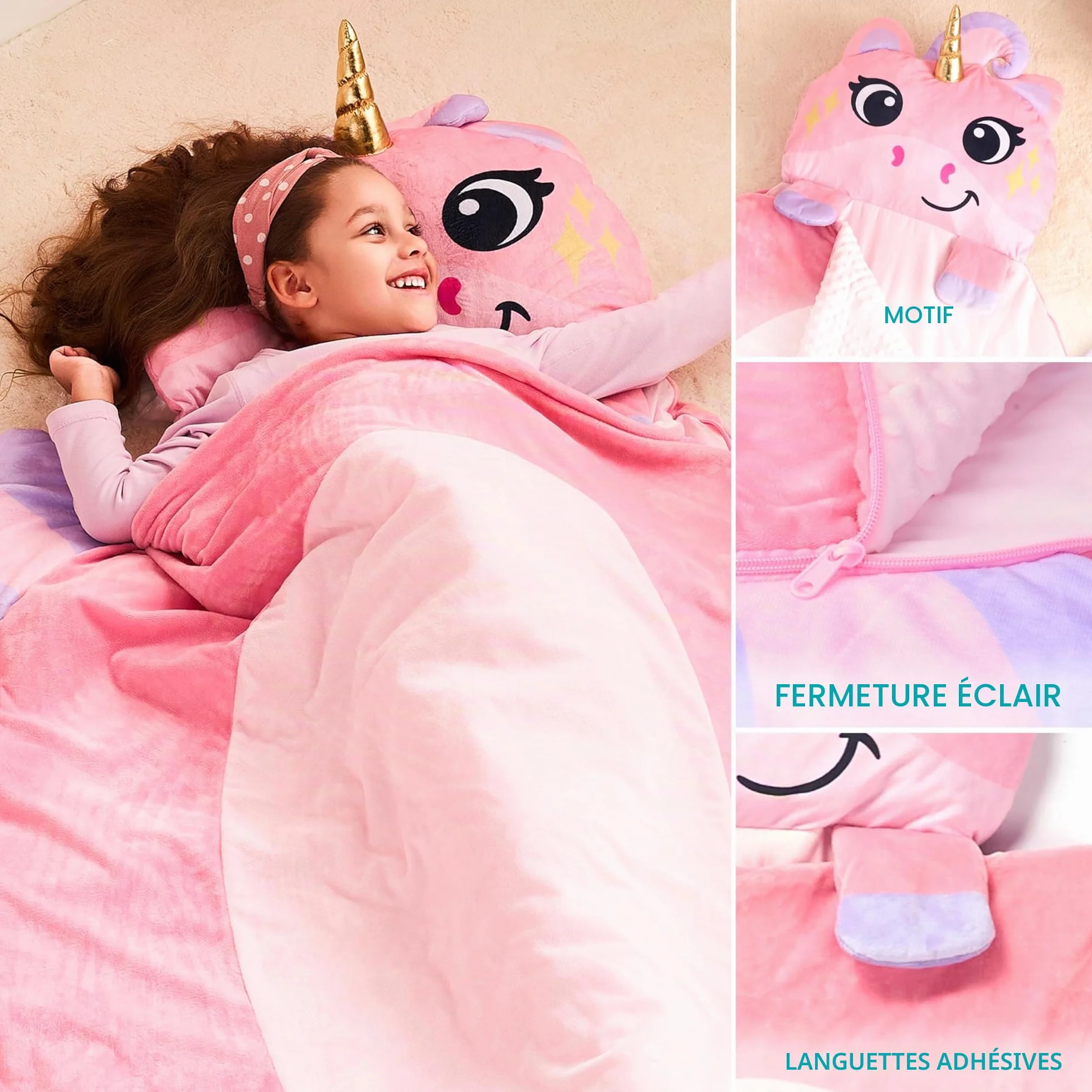 JOIEDOMI Tapis de Sieste 152 x 99 cm avec Oreiller et Couverture pour Enfants d'âge Préscolaire 3 Ans et Plus, Sac de Couchage en Peluche Douce