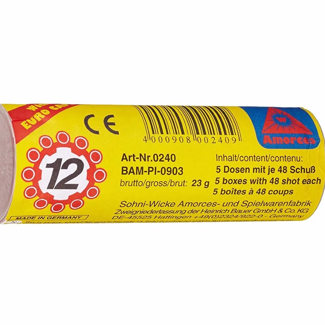 NET TOYS Anneau de munitions 12 Coups Cartouches amorces Gun Caps Munition Rechange 240 Coups