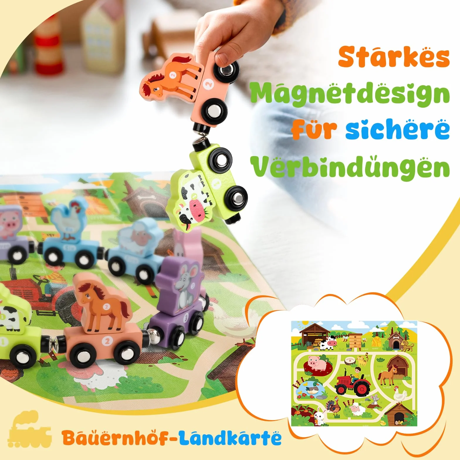 Train Montessori en Bois avec Aimants et Animaux Jouet Éducatif 1-4 Ans Cadeau Anniversaire