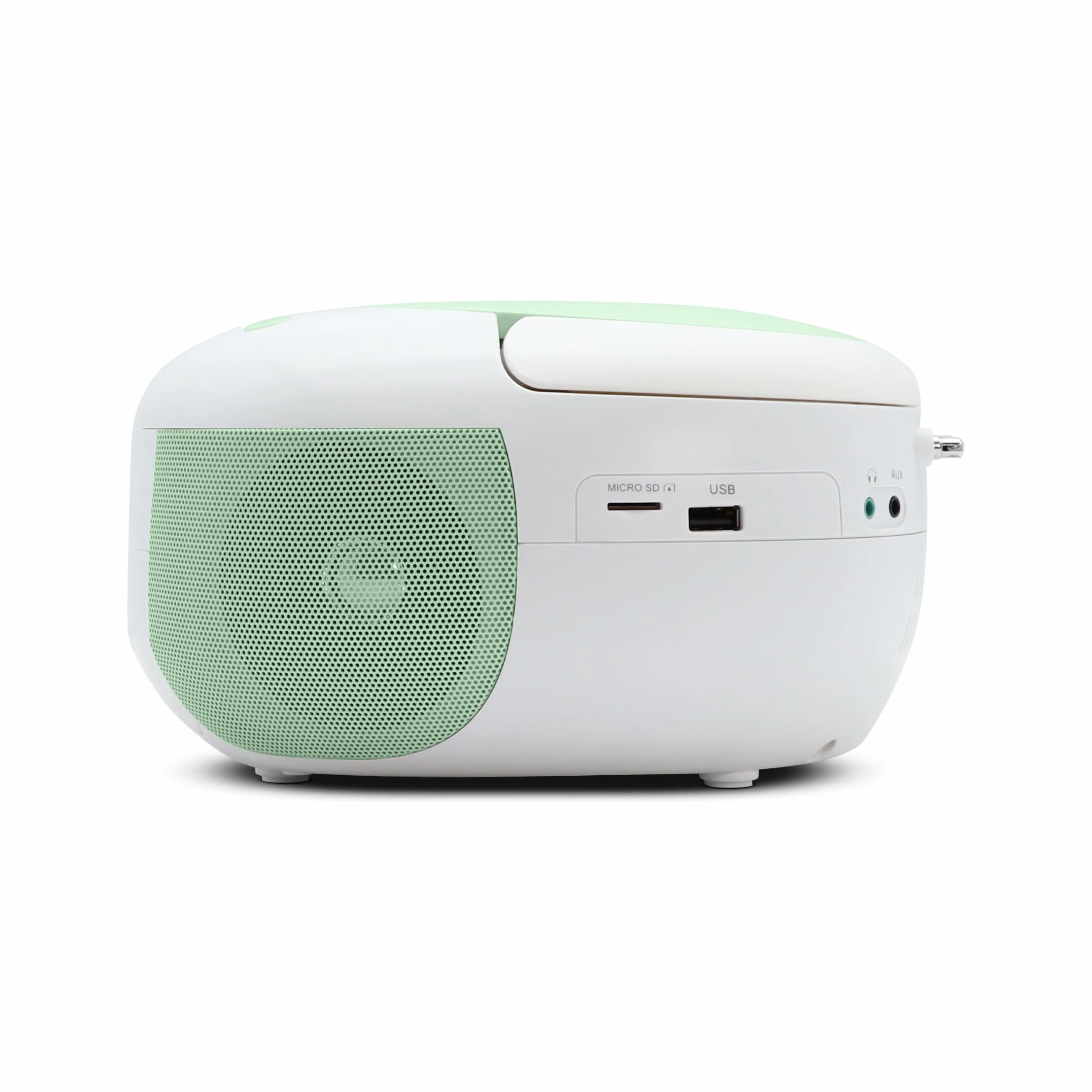 MOOOV Lecteur CD Radio FM Portable Bluetooth Boombox Stéréo MP3 USB AUX Micro-SD Vert