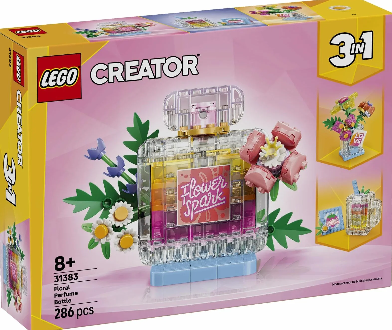 LEGO Creator 3-en-1 Flacon de Parfum au Décor Floral 31383 - Jouet de Construction Transformable en Vase ou Smoothie pour Enfants dès 8 Ans