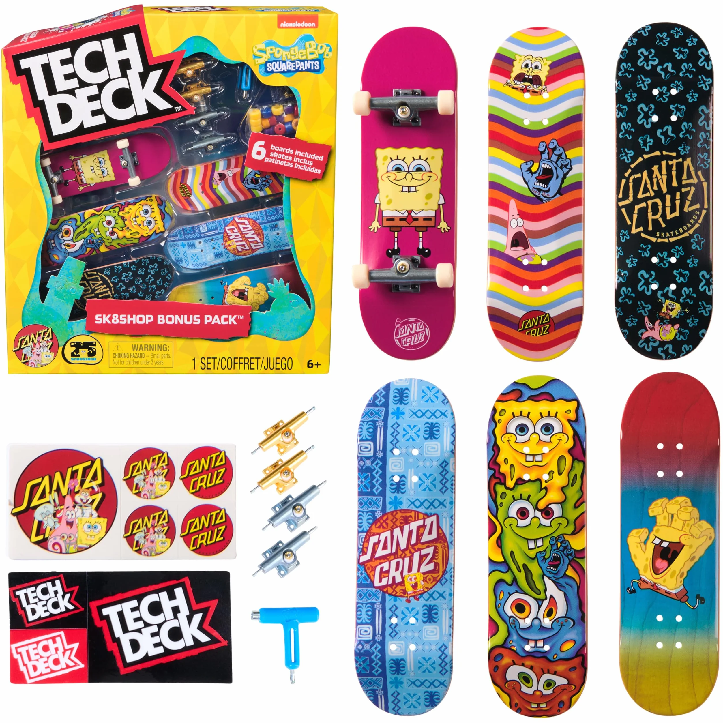 Tech Deck Spongebob Sk8shop Lot Mini Skateboards à Collectionner Personnalisables Jouets Enfants 6 Ans