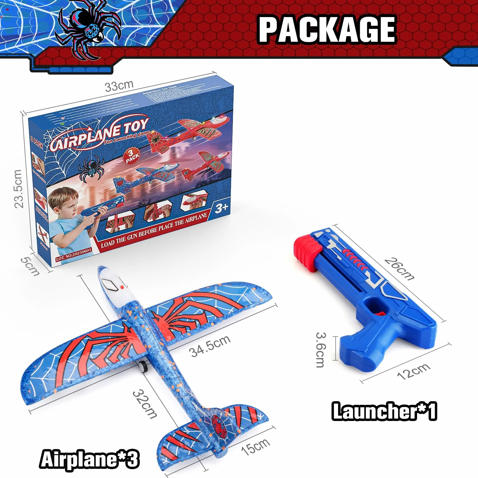 Avion Jouet LED Polystyrene Planeur Mousse avec Pistolet Catapulte pour Enfant 3-10 ans Cadeau Noël