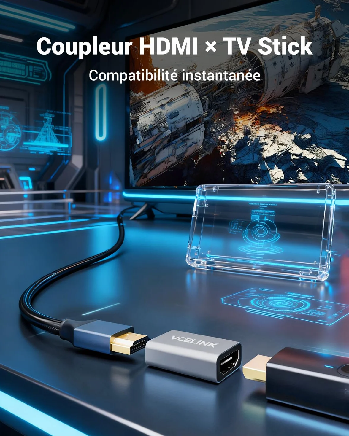 VCELINK Adaptateur HDMI 8K 2.1 Coupleur Rallonge Femelle Femelle Plaqué Or 8K @60Hz 4K HDR Lot de 2