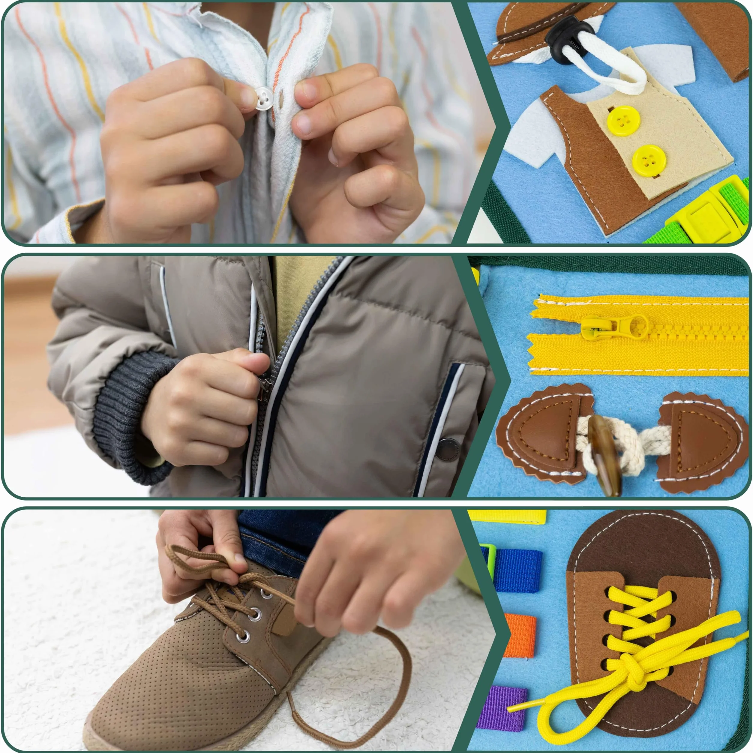 BONNYCO Busy Board Montessori Feutre, Jouet Educatif Motricité Fine, Cadeau Enfant 1-6 Ans
