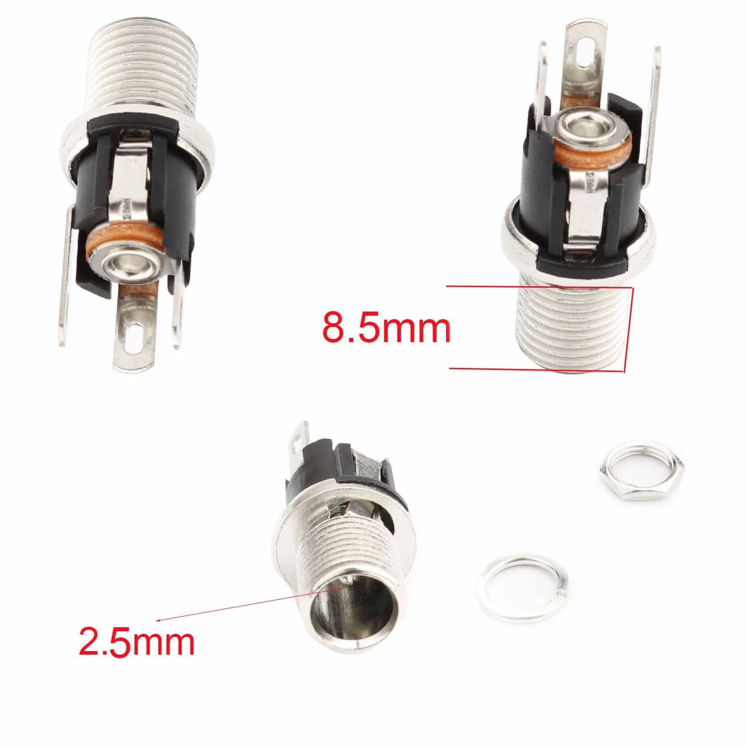 Lot de 5 fiches creuses 5,5 x 2,5 mm, connecteurs DC à souder avec capuchon étanche