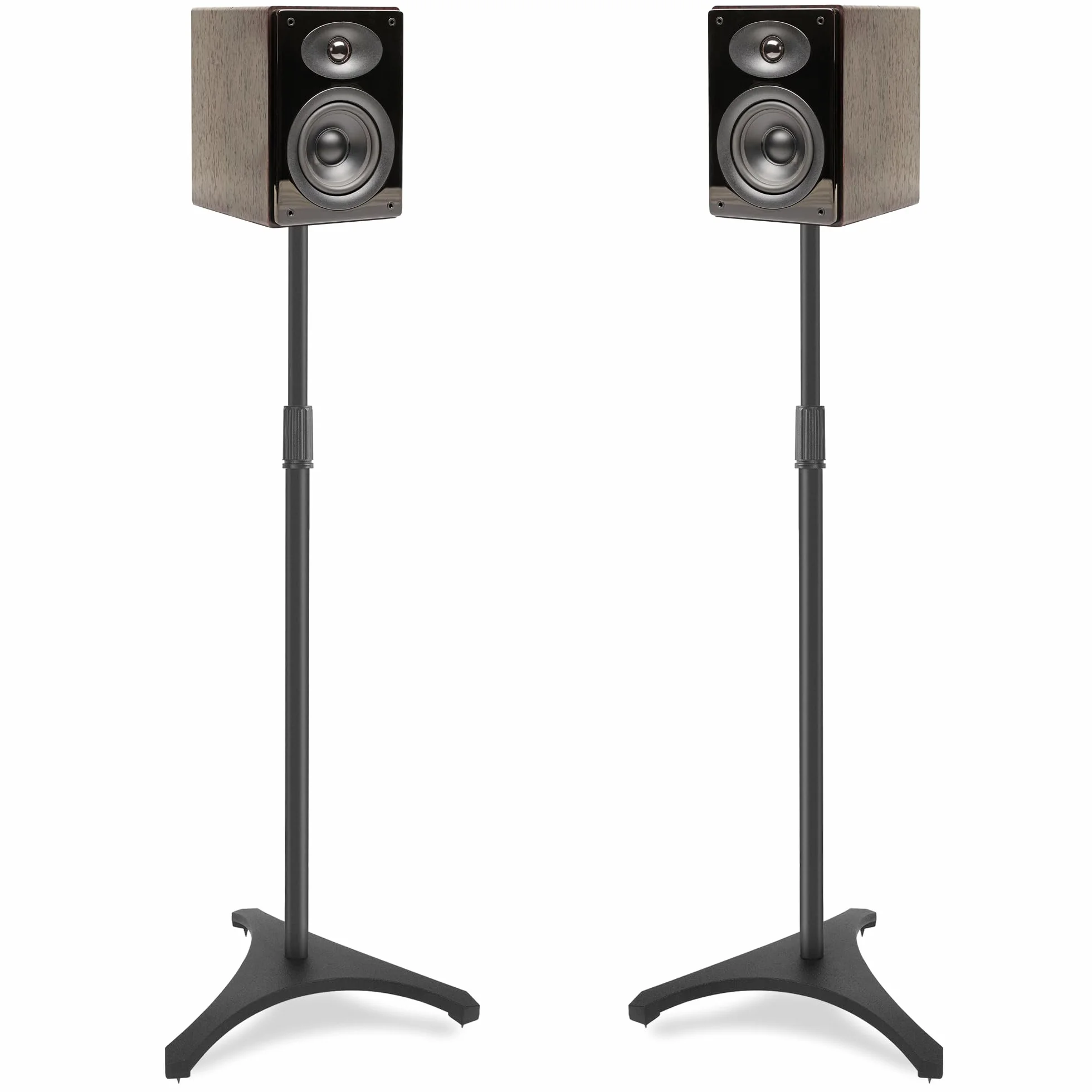 OUUTMEE Supports d'Enceinte Réglable en Hauteur, Pieds d'Enceintes Universel avec Base Triangulaire et Gestion des Câbles