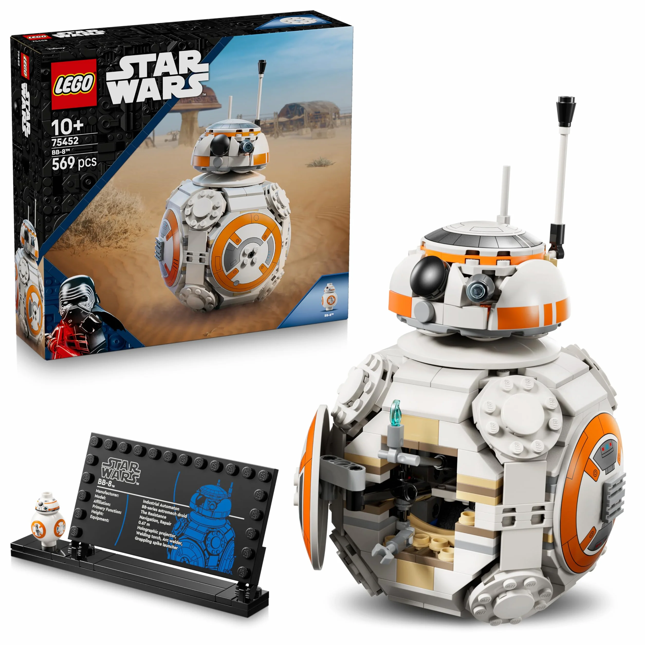 LEGO Star Wars 75452 Droïde Astromécano BB-8 Maquette Figurine Droïde Jouet Construction Tête Pivotante Roue