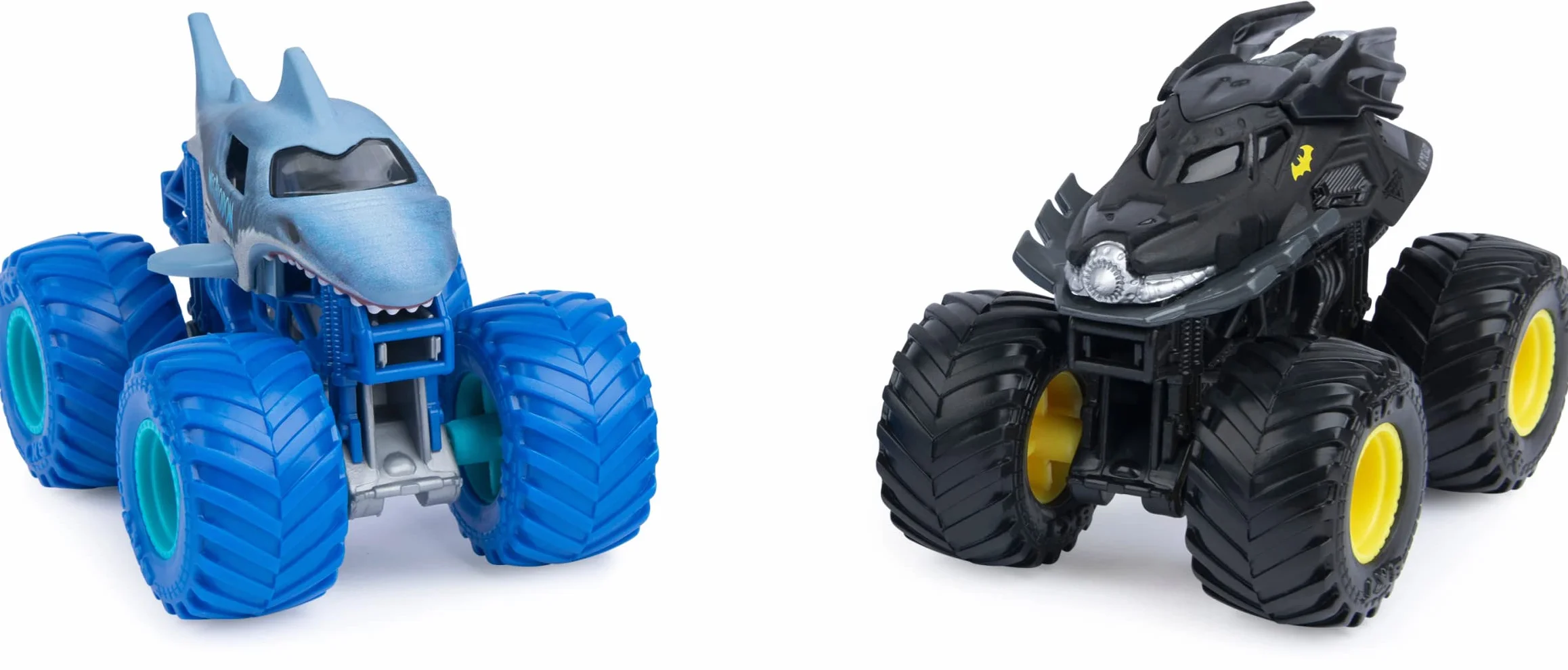 Monster Jam Lot de 2 Originaux Batmobile vs. Megalodon Monster Trucks échelle 1:64
