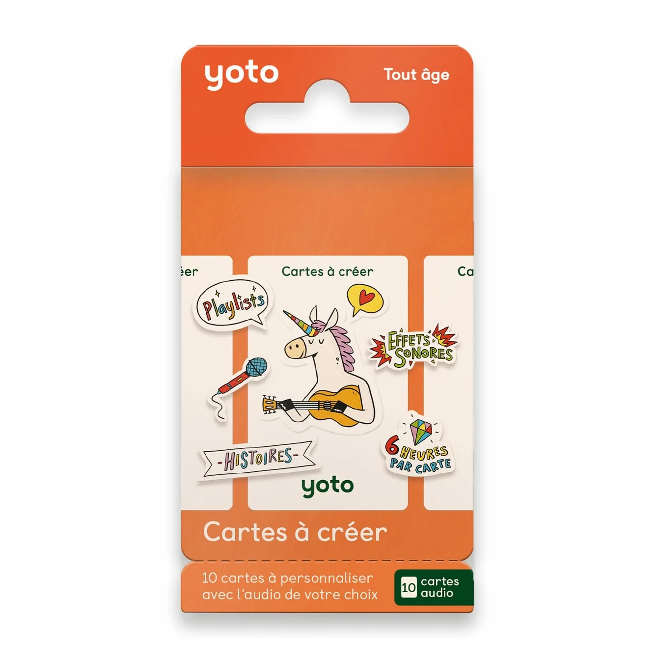 YOTO Pack de 10 Cartes Vierges et Autocollants pour Conteuse Veilleuse Boîte à Histoires Enfant 3-12 Ans