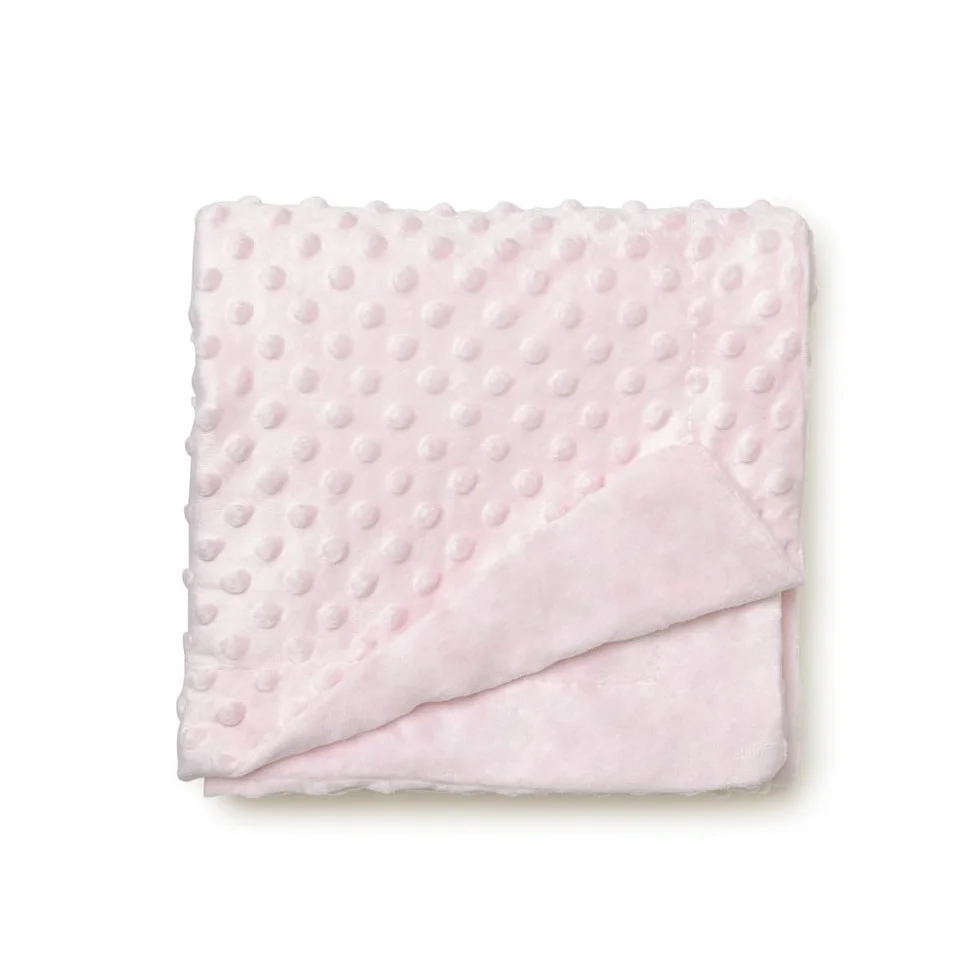 Interbaby Couverture Bébé Bulles 80x110cm + Peluche Ourson 28x17cm Coffret Cadeau Naissance Rose