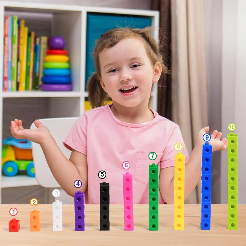 HOTUT Cubes à Emboîter pour Apprendre à Compter Lot de 100 Jeu de Construction Mathématique Éducatif