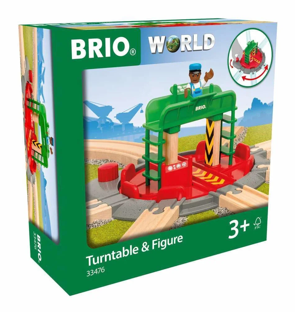 Brio World Plaque Tournante et Personnage Accessoire Circuit Train Bois Sans Pile Jouet 3 Ans