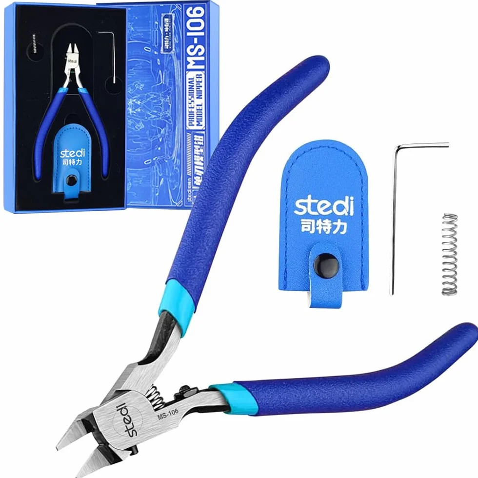 Pince 5 Pouces, Outils de Modèle en Plastique Ultra-Minces à Un Bord pour Réparation Gundam, Bleu