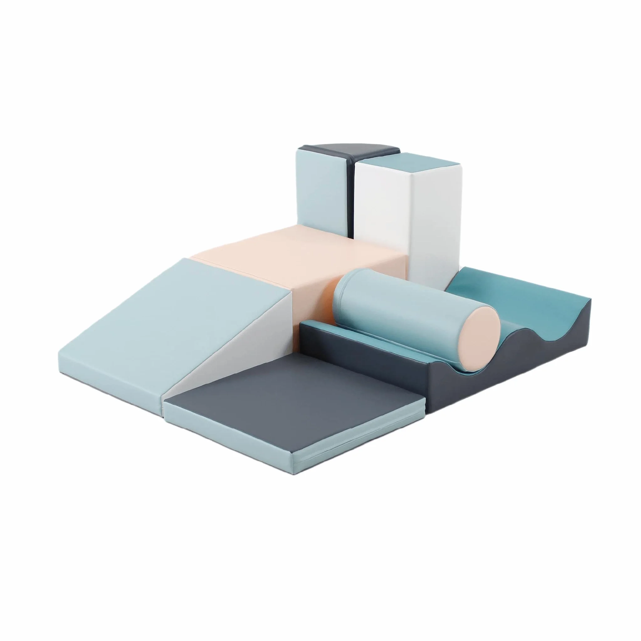 IGLU Soft Play Discoverer 7 XL Blocs Jeu d’Éveil Montessori Toboggan d’Intérieur Parcours de Motricité en Mousse Jouets éducatifs (Pastel)