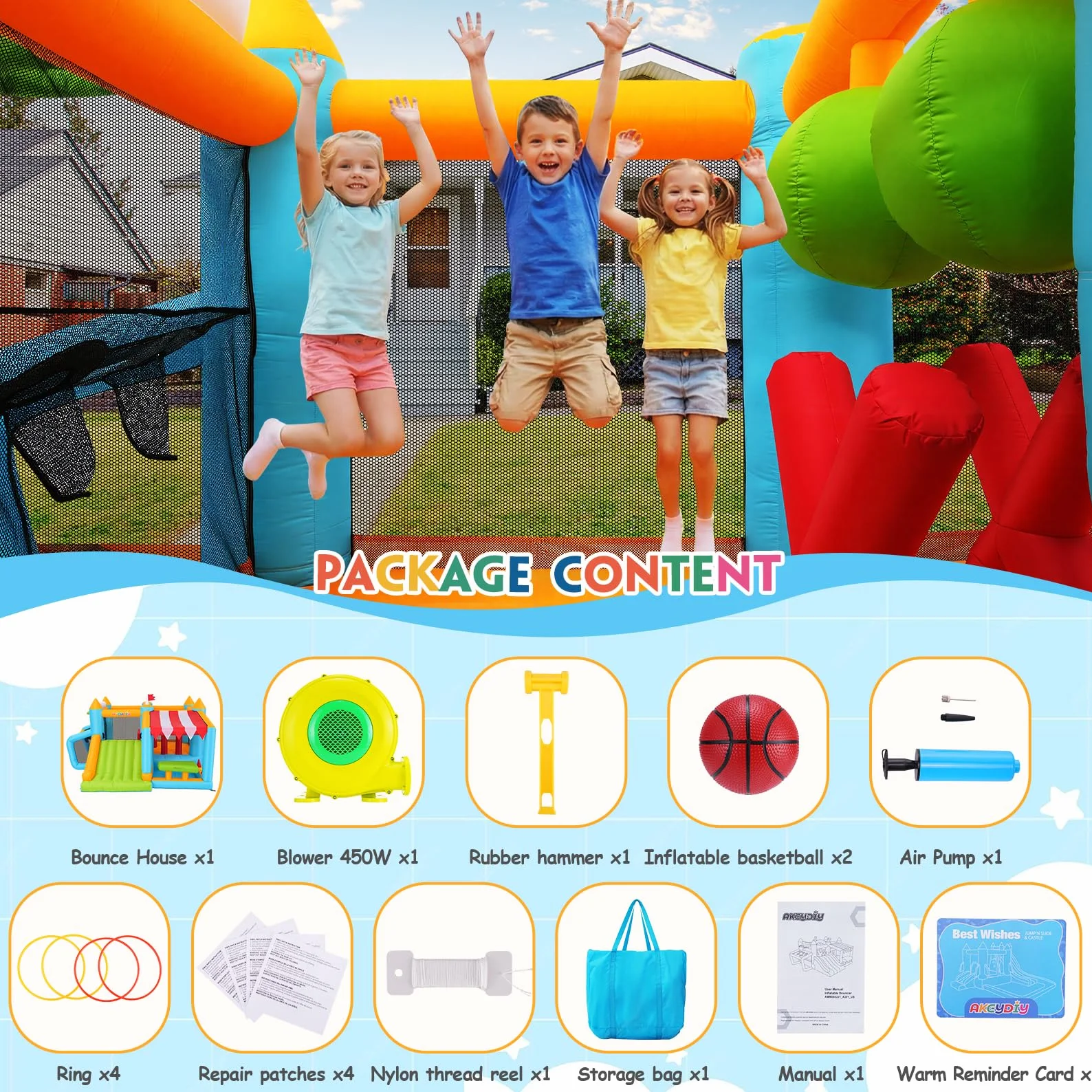 Château Gonflable pour Enfants 3-12 Ans Intérieur Extérieur avec Parcours Obstacles Stand Marché Jouets Parc Tir Football Piscine Balles Ventilateur